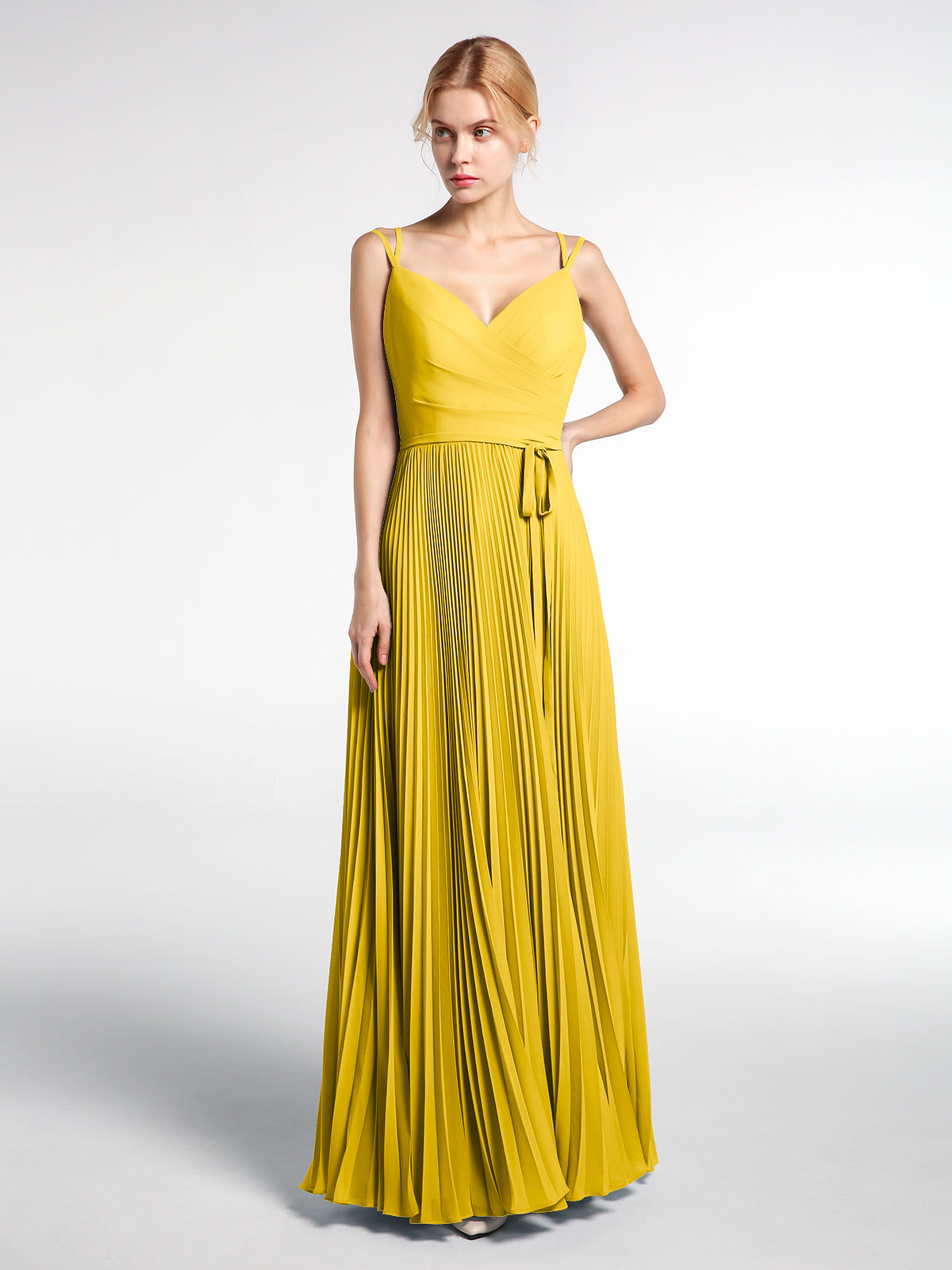 Halter Chiffon Dresses with Double StrapS Marigold main image 1
