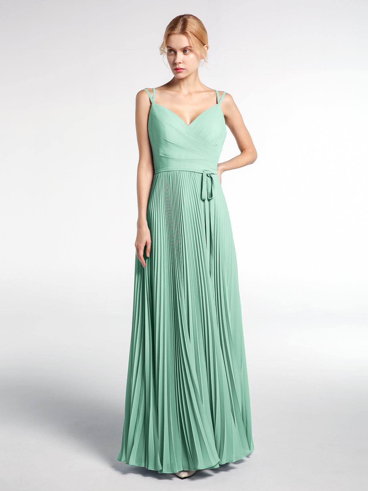 Spaghetti Strap Dresses with Flutter Sleeves Mint Green Plus Size