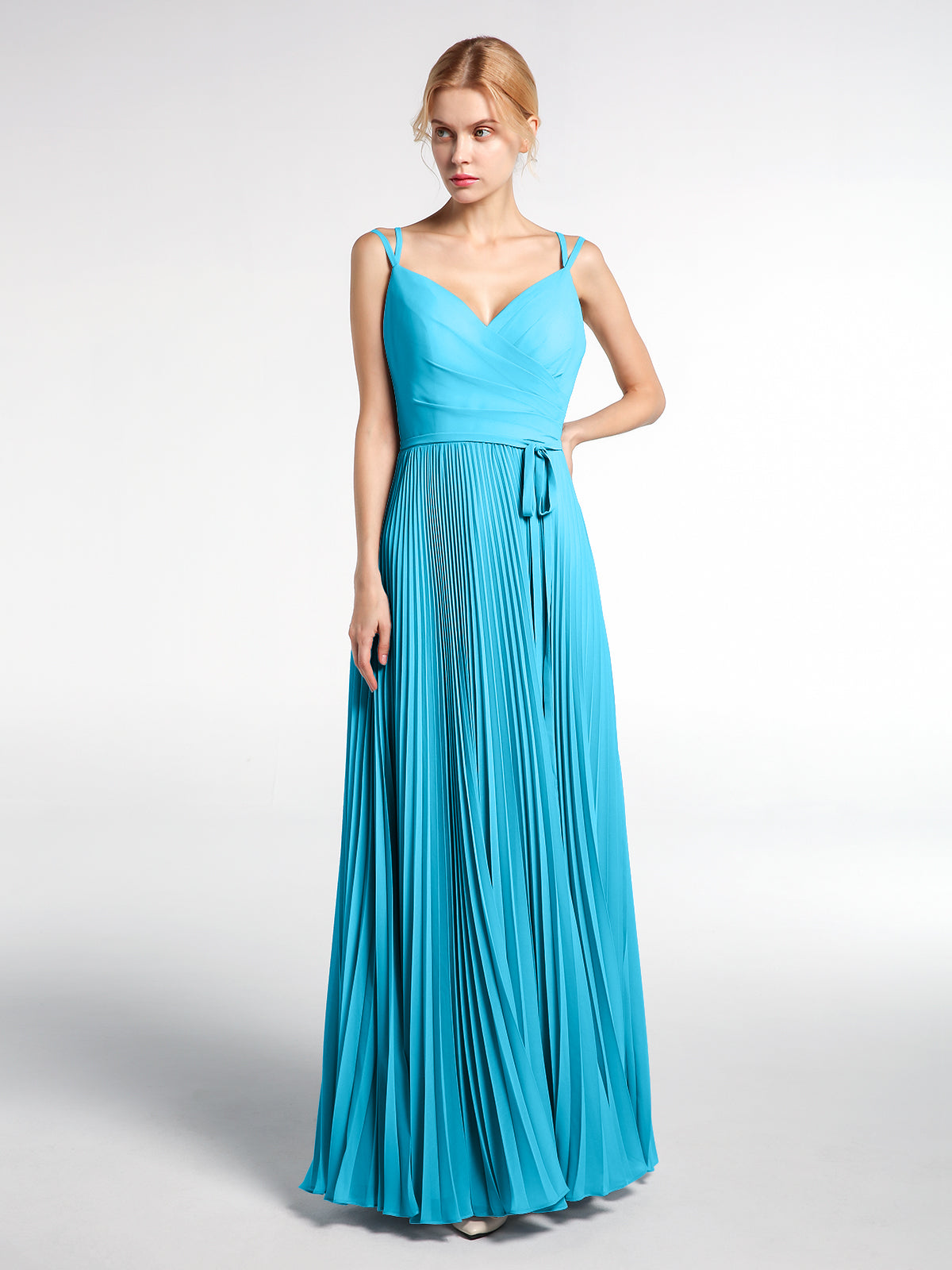 Long Tulle Dress with Beaded Straps Pool Plus Size main image 1