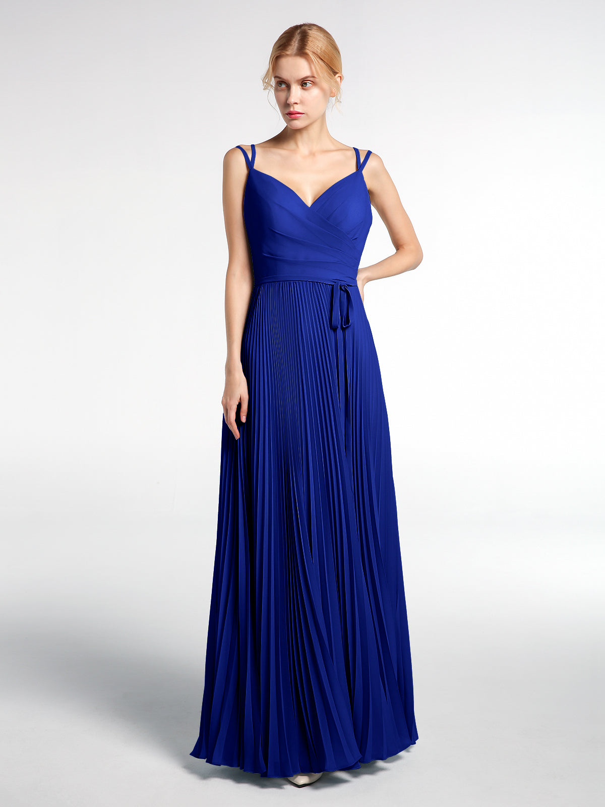 BABARONI Pleated Skit Double Straps Dress with Self tie Royal Blue Plus Size, Royal Blue / US18 BABARONI Pleated Skit Double Straps Dress with Self tie Royal Blue Plus Size, Royal Blue / US18