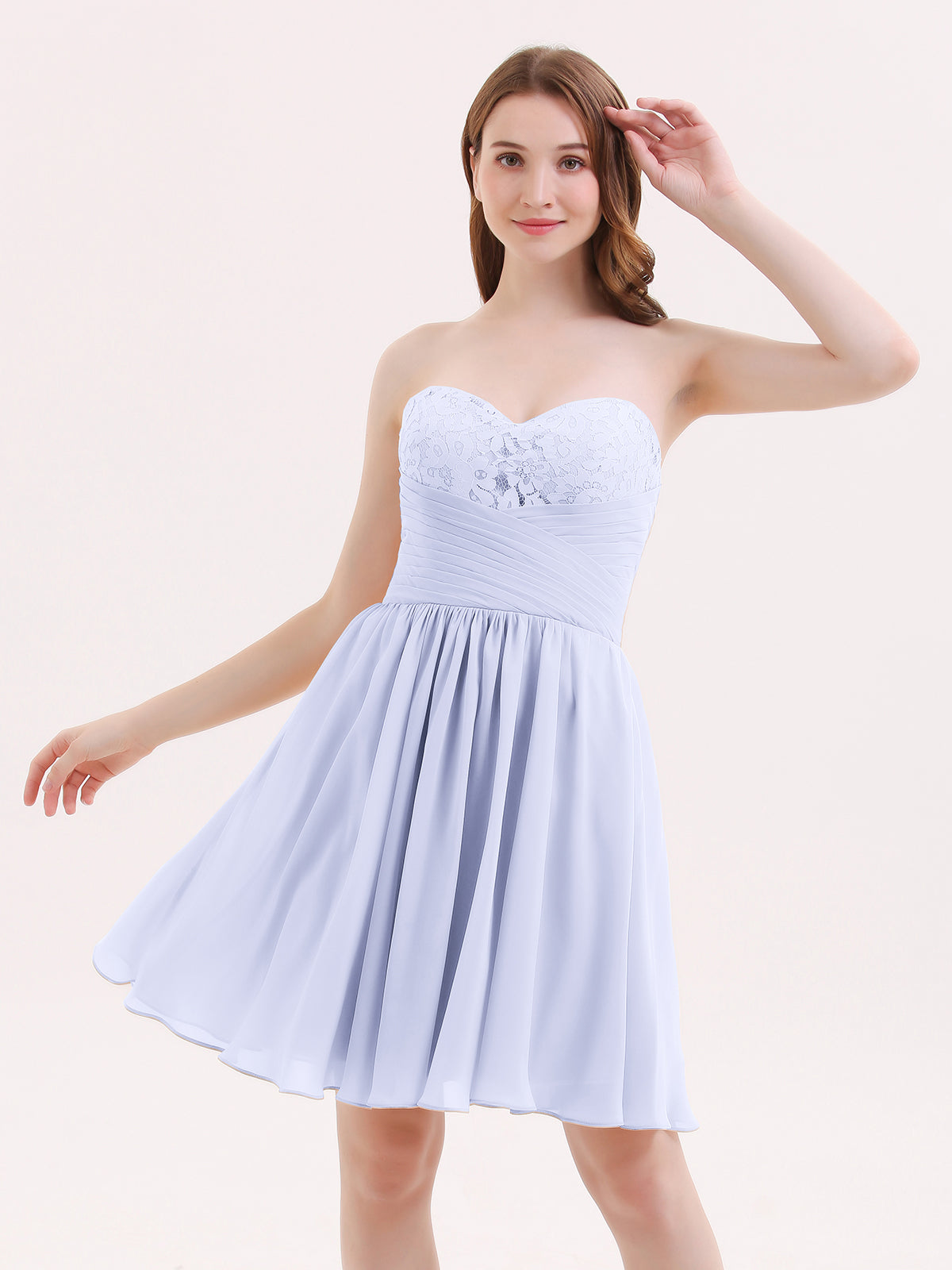 Sweetheart Neck Short Chiffon Dresses Lavender Plus Size