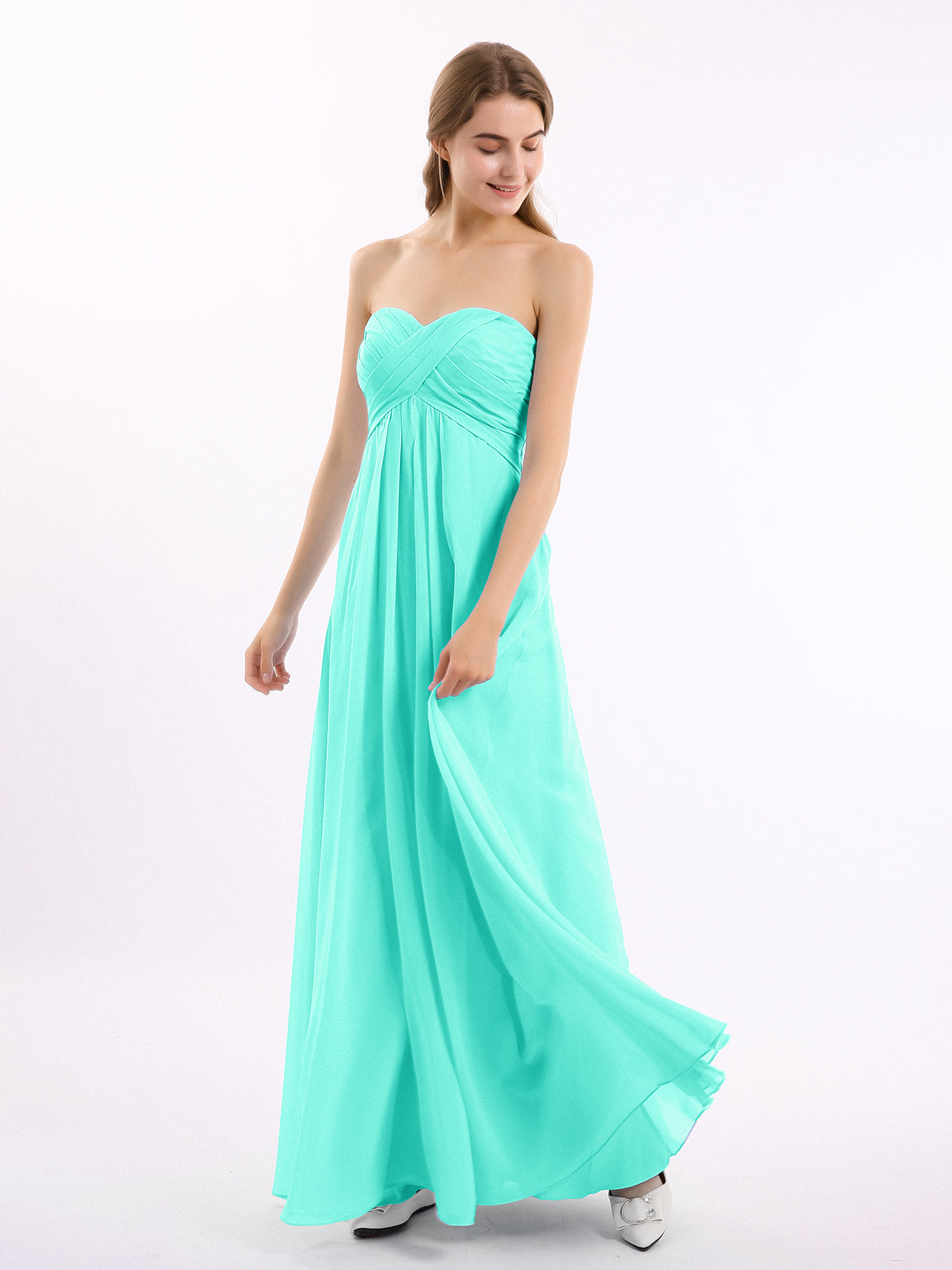 A-line Backless Pleated Chiffon Maxi Dresses Spa