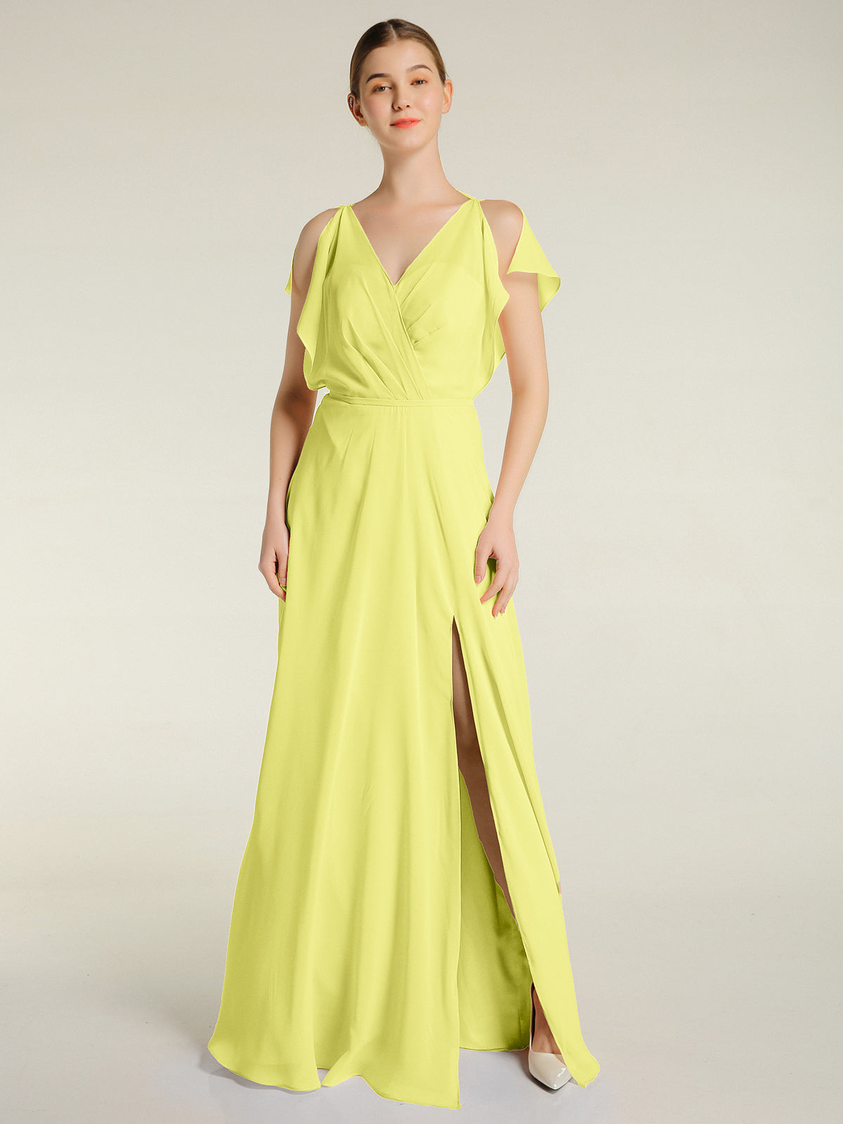 Full Length Chiffon Dresses with Bow Daffodil