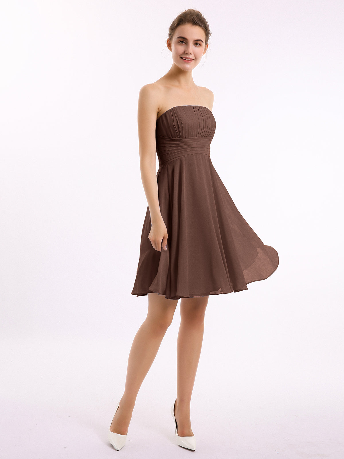 Full Length Dress with ILLusion NECK Chocolate Plus Size