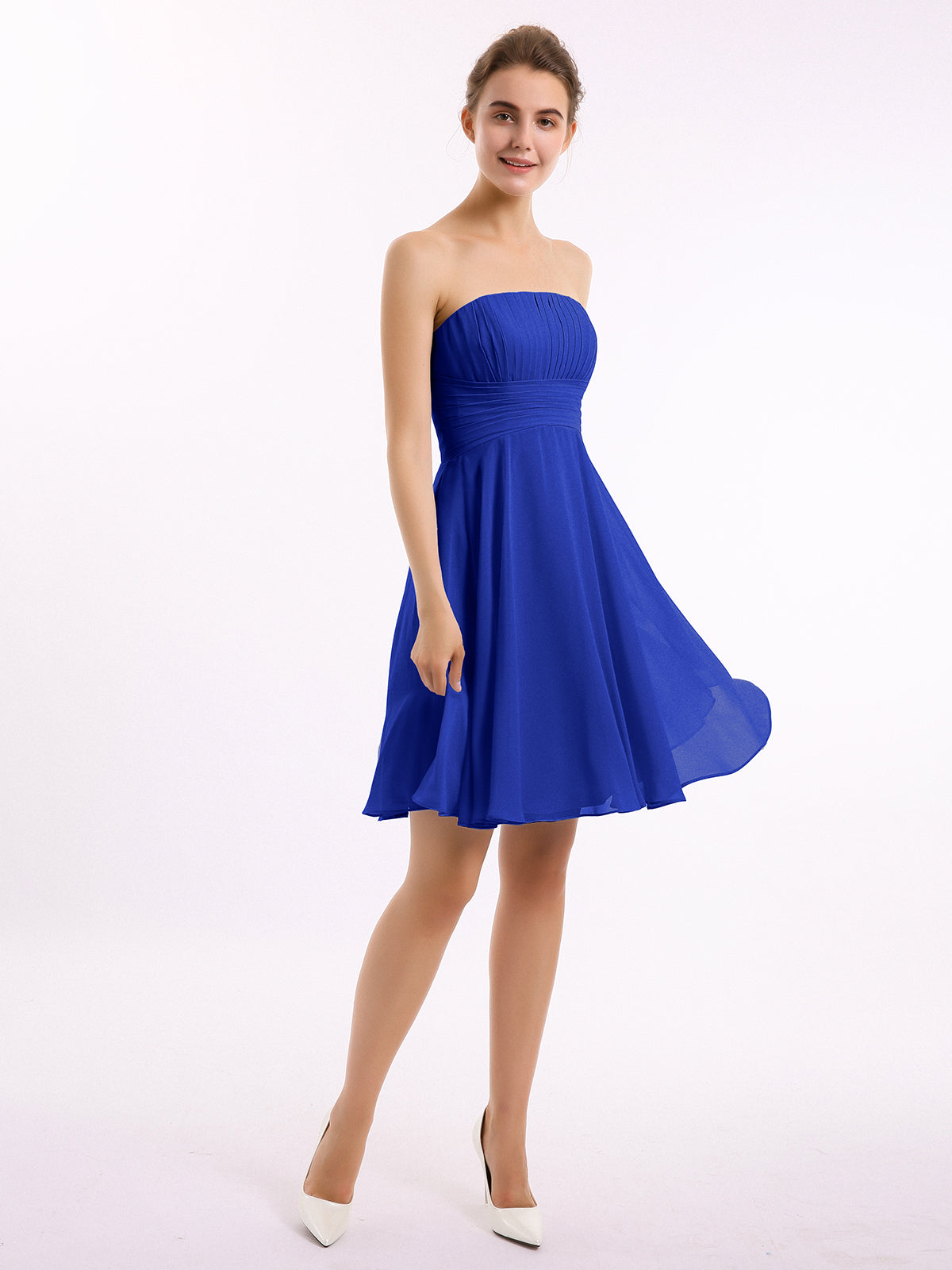 BABARONI Strapless Chiffon Knee Length Bridesmaid Dress Royal Blue Plus Size, Royal Blue / US18 BABARONI Strapless Chiffon Knee Length Bridesmaid Dress Royal Blue Plus Size, Royal Blue / US18