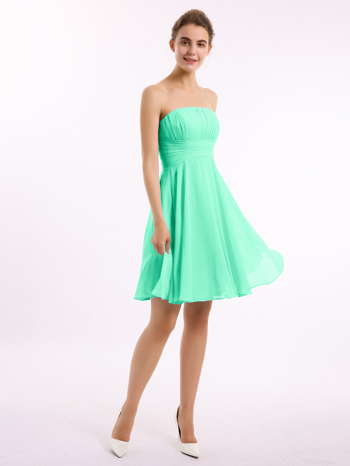 Strapless Chiffon Simple Maxi Dresses Turquoise Plus Size