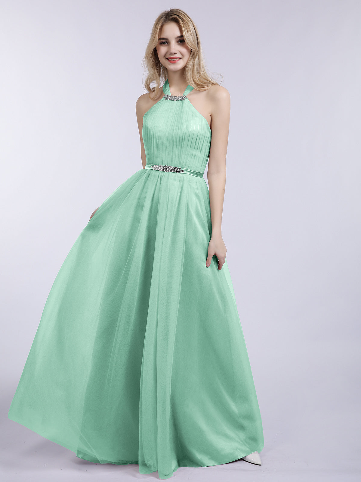Tulle with Beaded Long Dresses Dark Green Plus Size main image 1