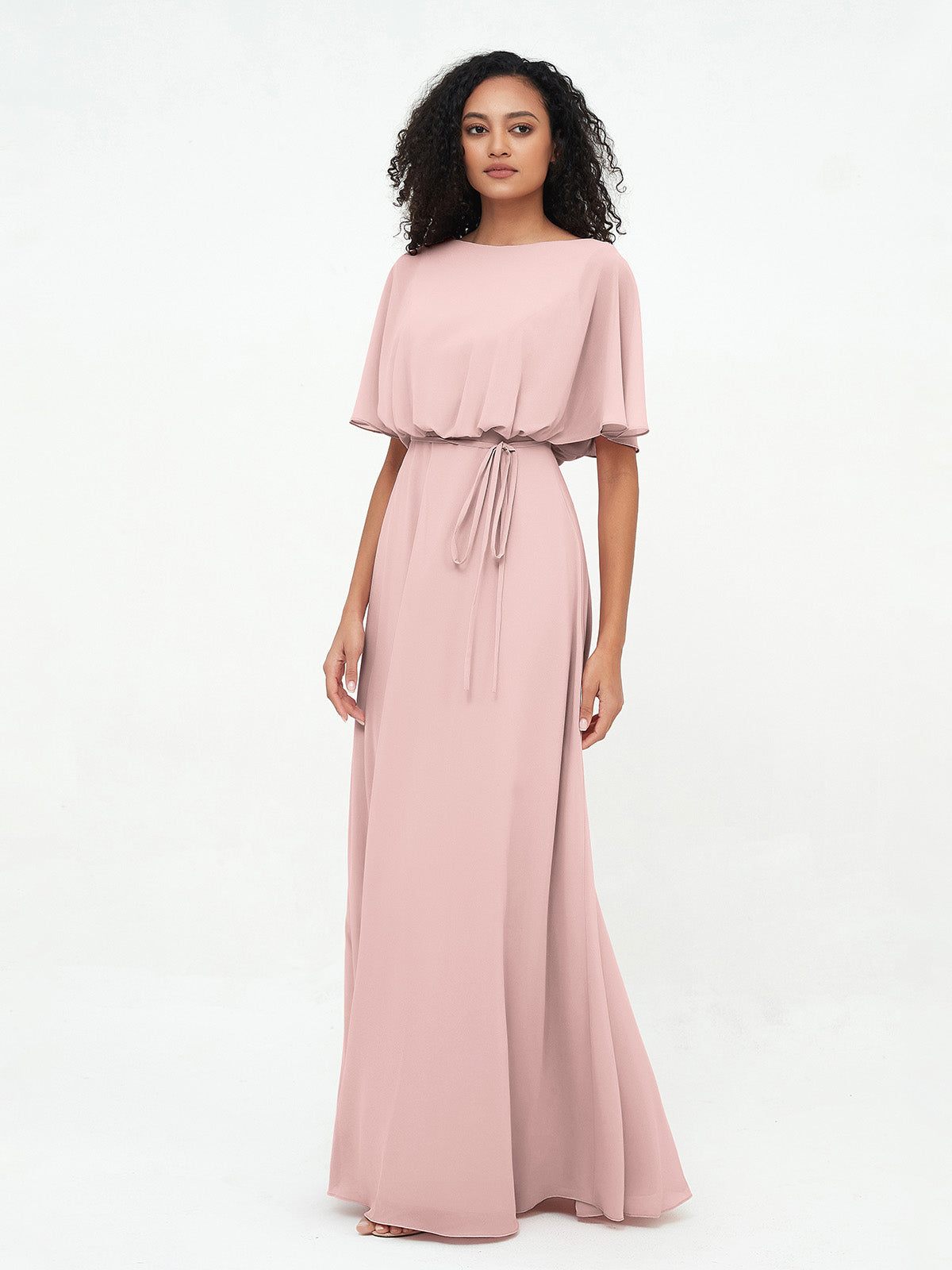 BABARONI Chiffon Full Length Bridesmaid Dresses with Wrap Dusty Rose, Dusty Rose / US0 BABARONI Chiffon Full Length Bridesmaid Dresses with Wrap Dusty Rose, Dusty Rose / US0