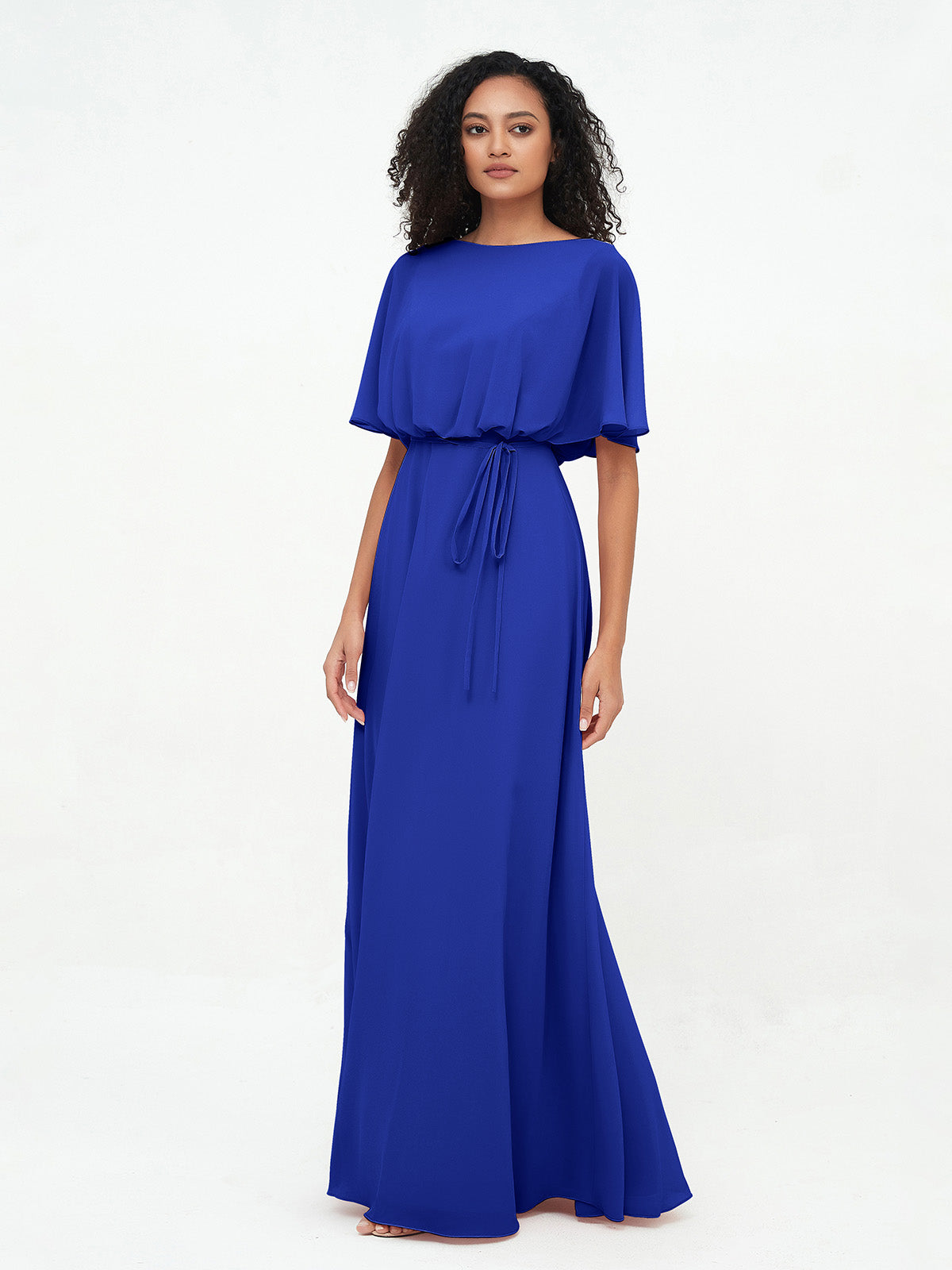 Chiffon Bridesmaid Dresses with Spaghetti Strap Royal Blue