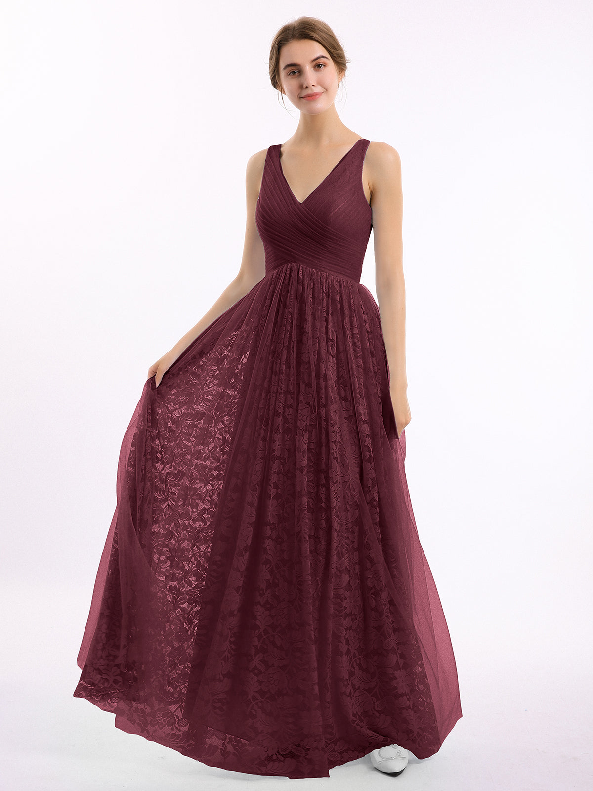 cabernet bridesmaid dresses Vibrant Cowl Neck High-Low Chiffon Bridesmaid Dresses – mollyevers.com main image 1