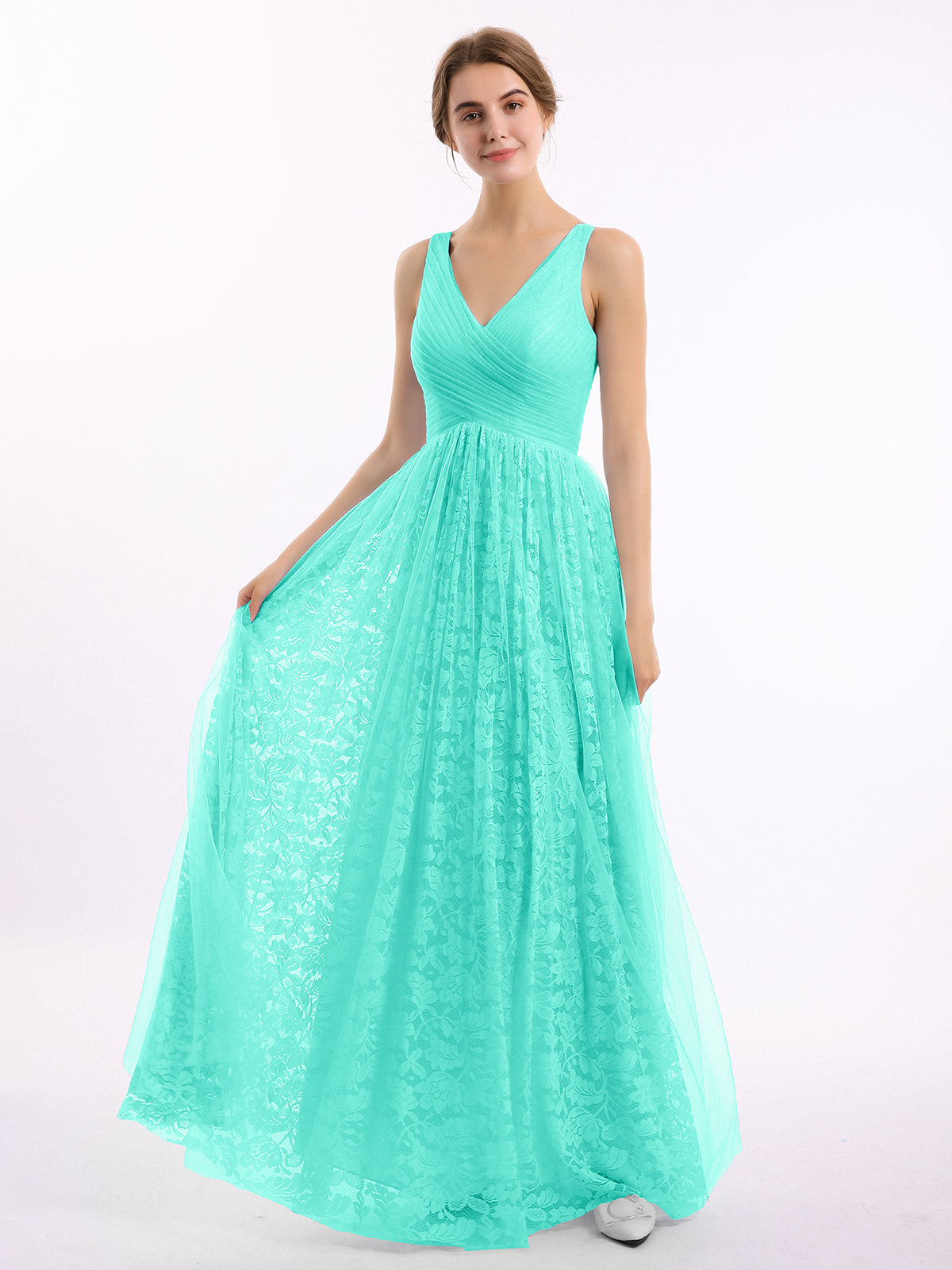Halter V-neck Short Lace Dresses Spa Plus Size main image 1