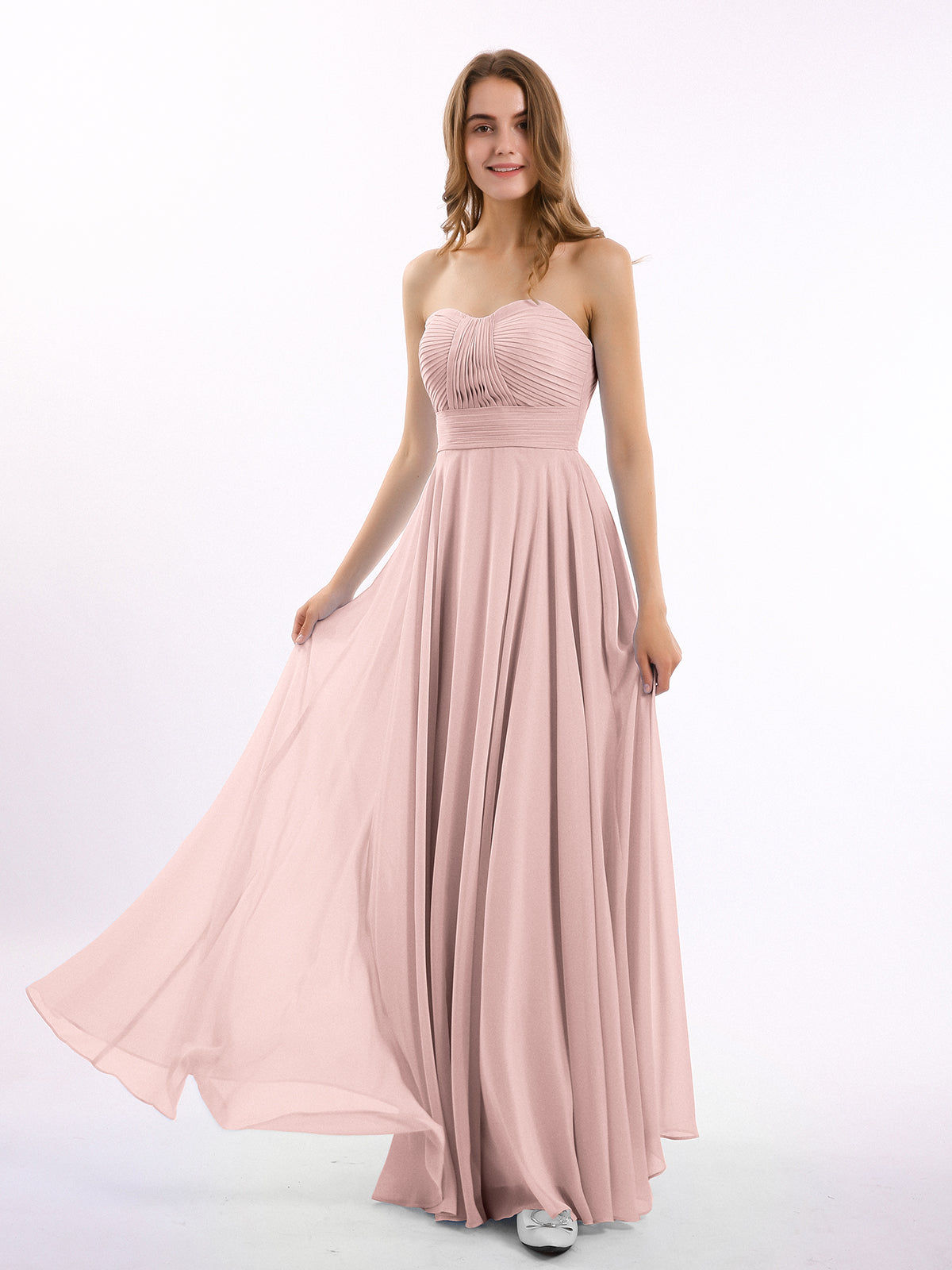BABARONI Strapless Chiffon Pleated Bridesmaid Gowns Dusty Rose Plus Size, Dusty Rose / US18 BABARONI Strapless Chiffon Pleated Bridesmaid Gowns Dusty Rose Plus Size, Dusty Rose / US18