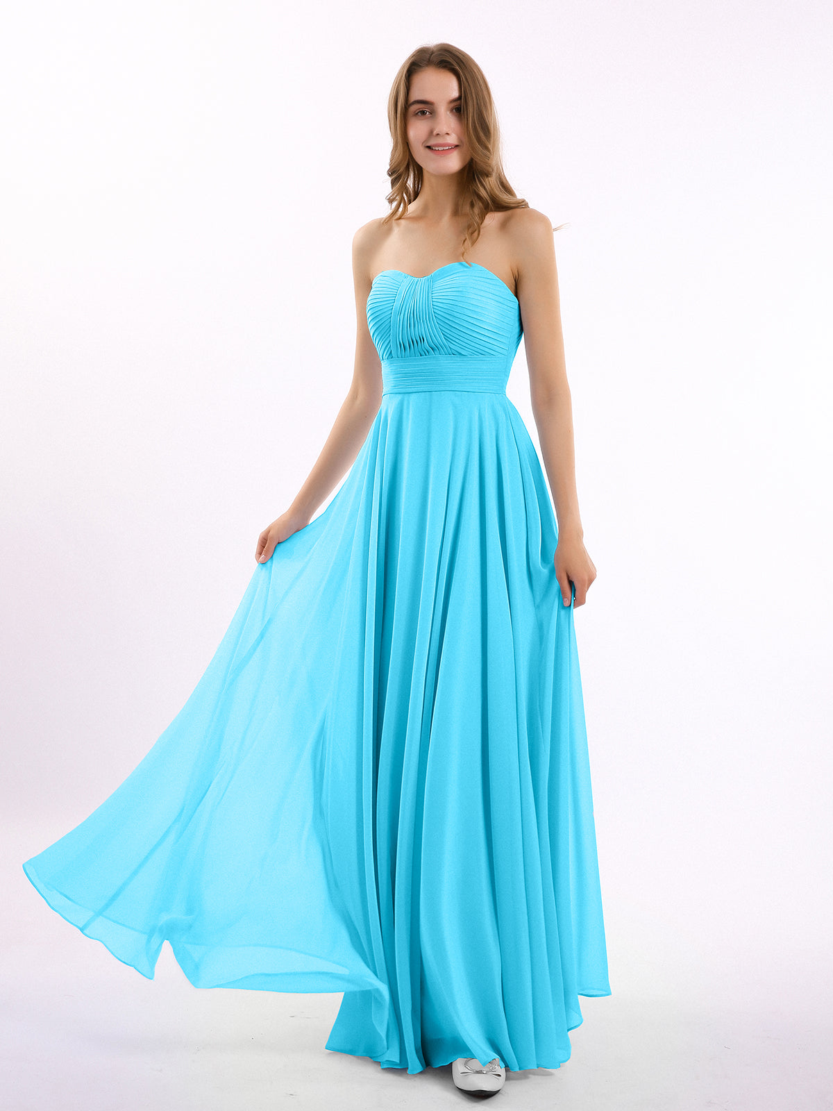Full Skit Chiffon Bridesmaid Dress with Y Neck Pool