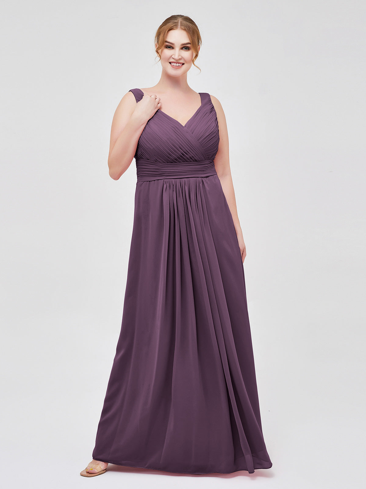 Full Length Chiffon Dresses with Bow Mist Plus Size