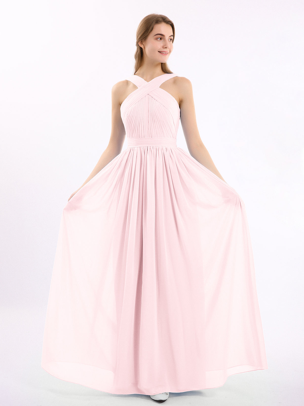 Open Back Chiffon and Lace Sexy Gowns Blushing Pink Plus Size