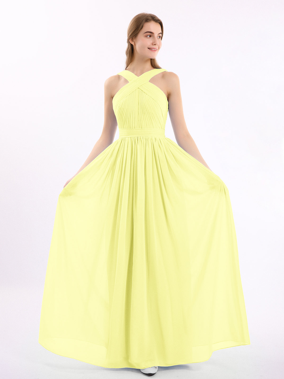 Strapless Long Chiffon Dresses with Cascade Hem Daffodil Plus Size