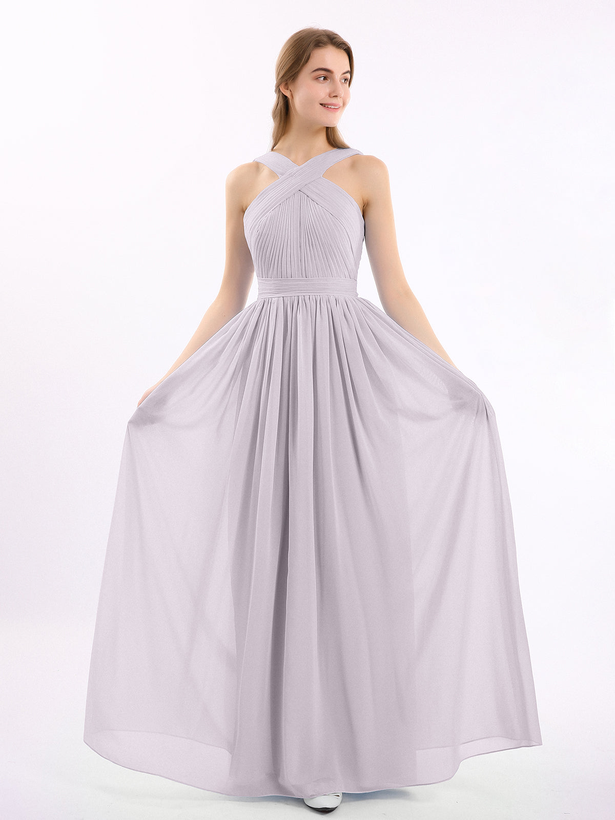 Full Length Chiffon Maxi Bridesmaid Gowns Dusk