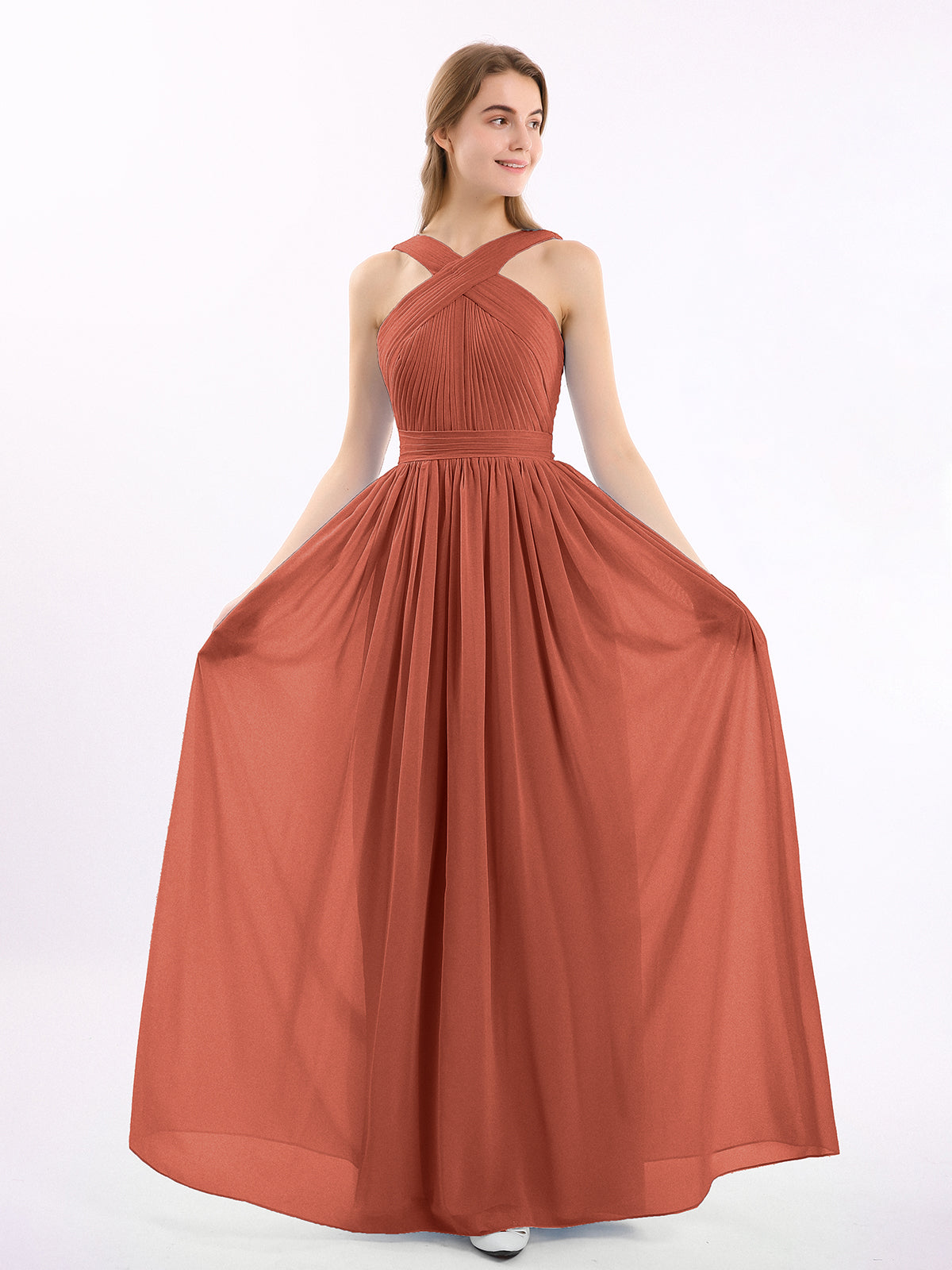 Lace Top Chiffon BUTTON Long Dresses Rust Plus Size