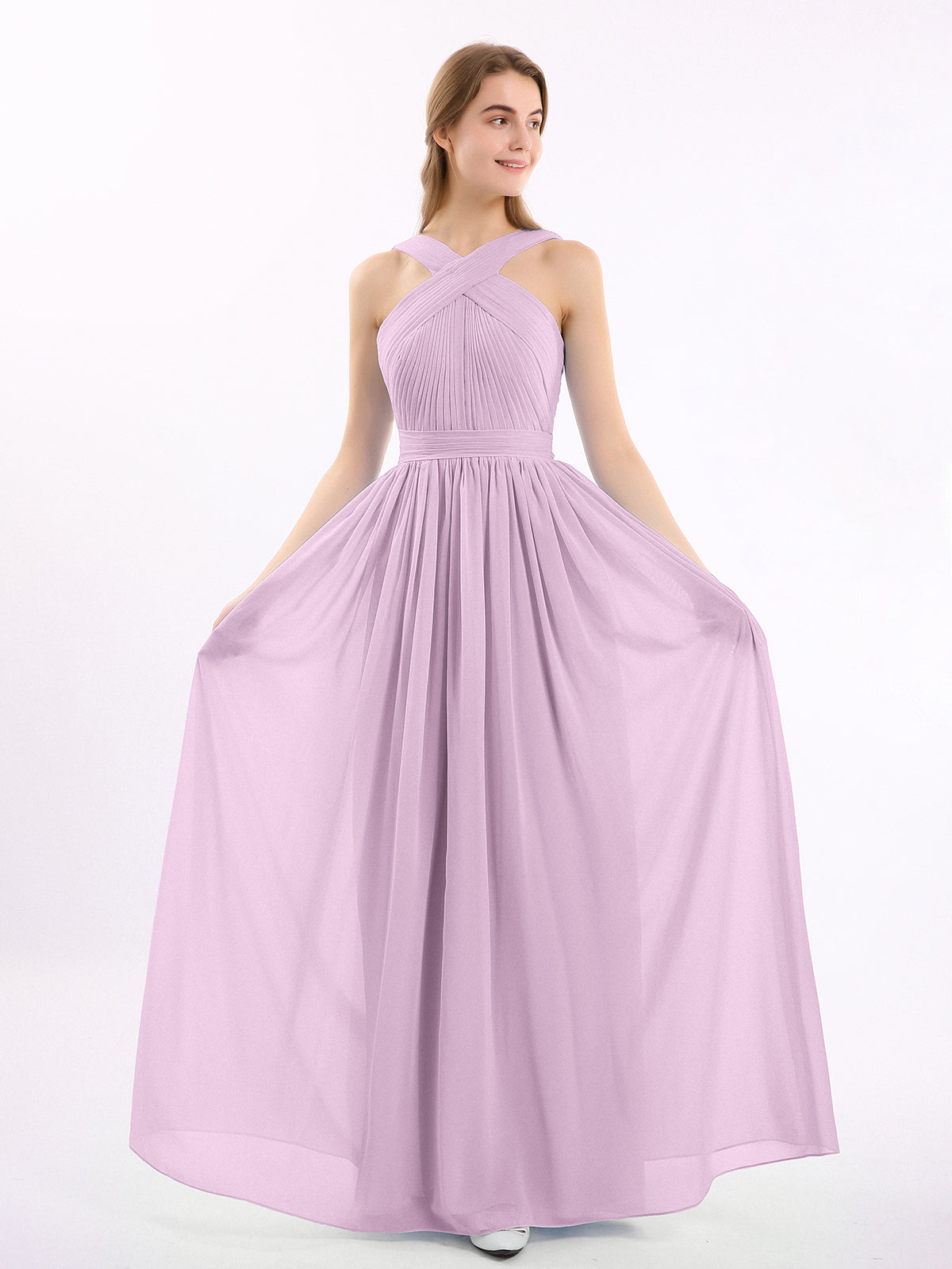 Full Length Chiffon Dresses with Bow Wisteria Plus Size