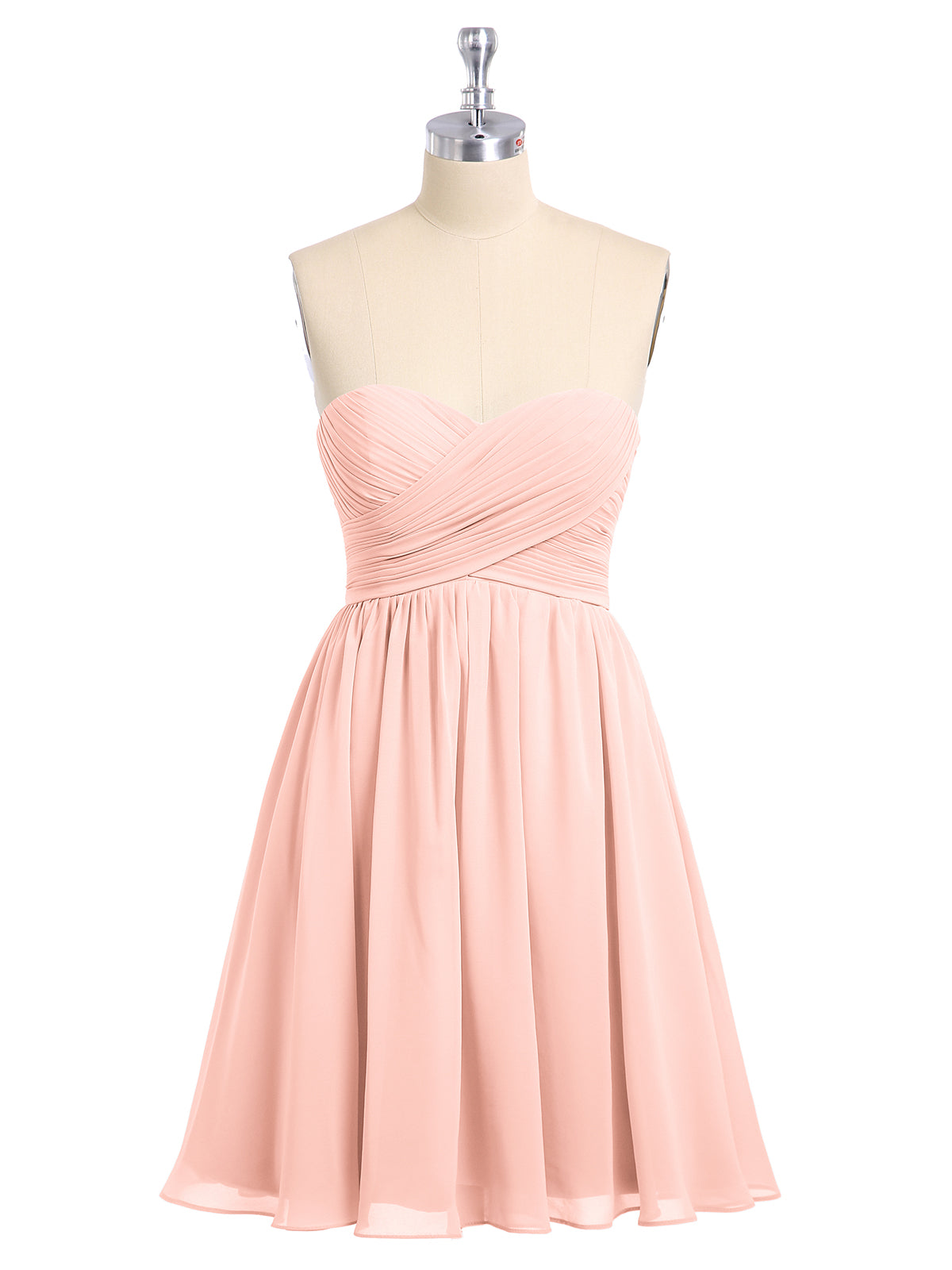 BABARONI Strapless Sweetheart Neck Short Bridesmaid Gown Coral, Coral / US0