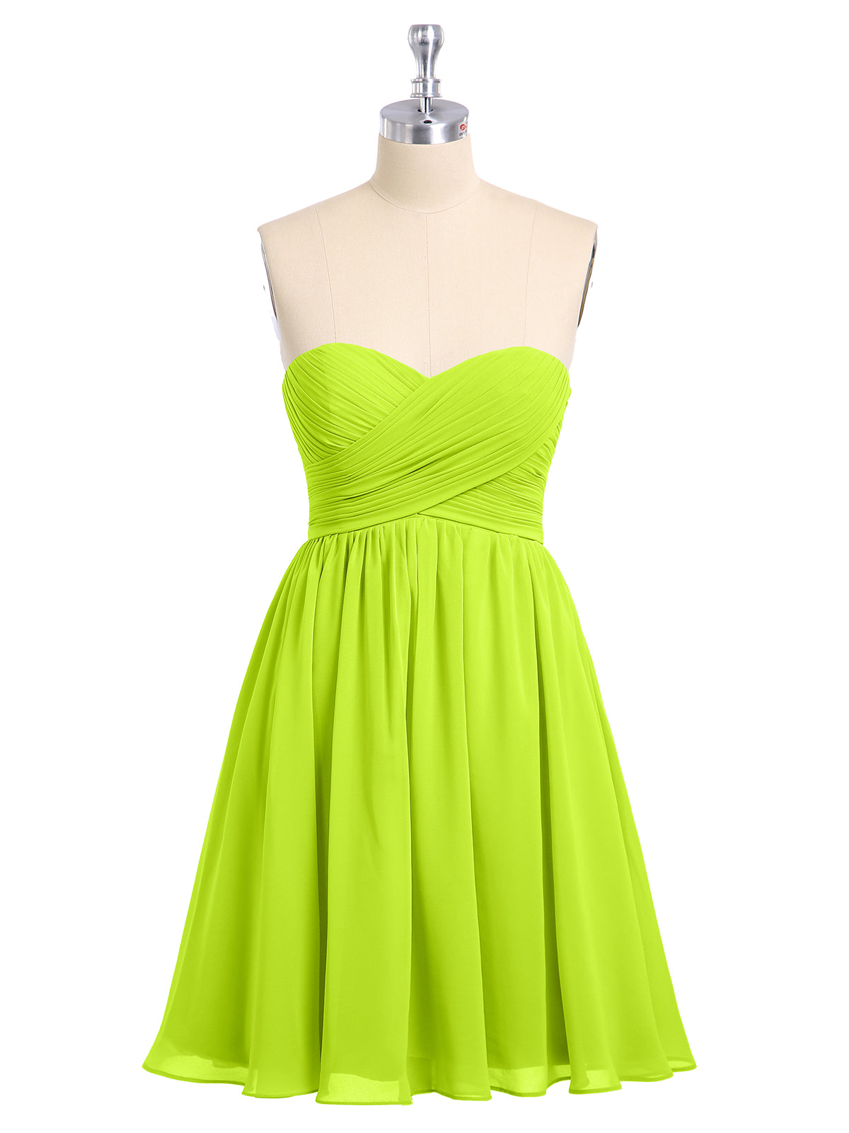 Strapless Sweetheart Neck Short Bridesmaid Gown Lime Green – BABARONI