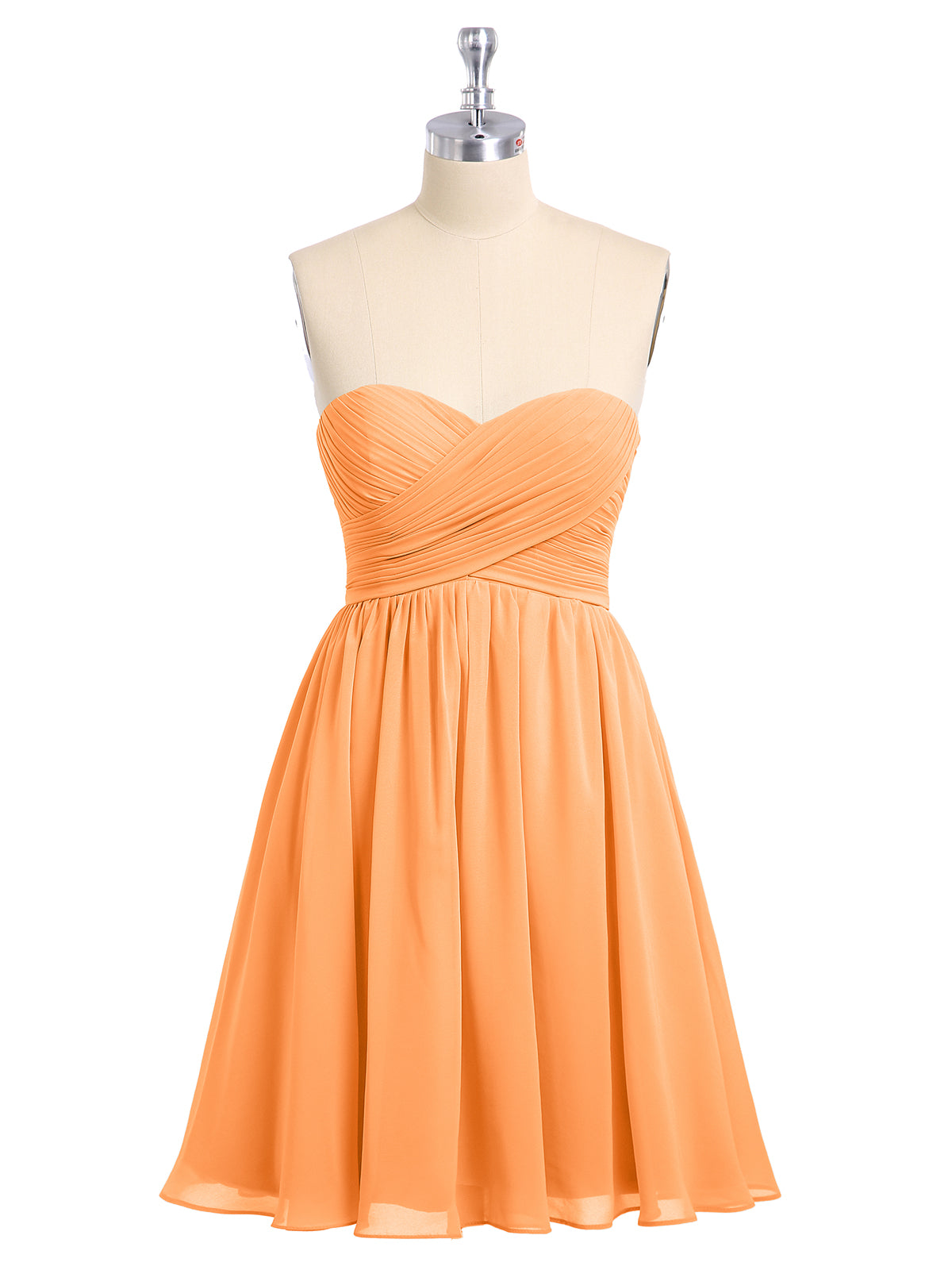 BABARONI Strapless Sweetheart Neck Short Bridesmaid Gown Orange, Orange / US0
