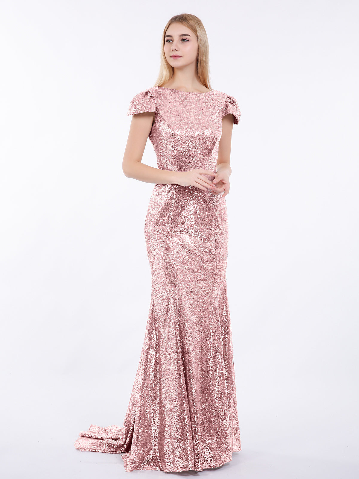 green emerald velvet dress One Shoulder Rose Gold Sequin Mermaid Long Party Dress – Ohmollydress main image 1