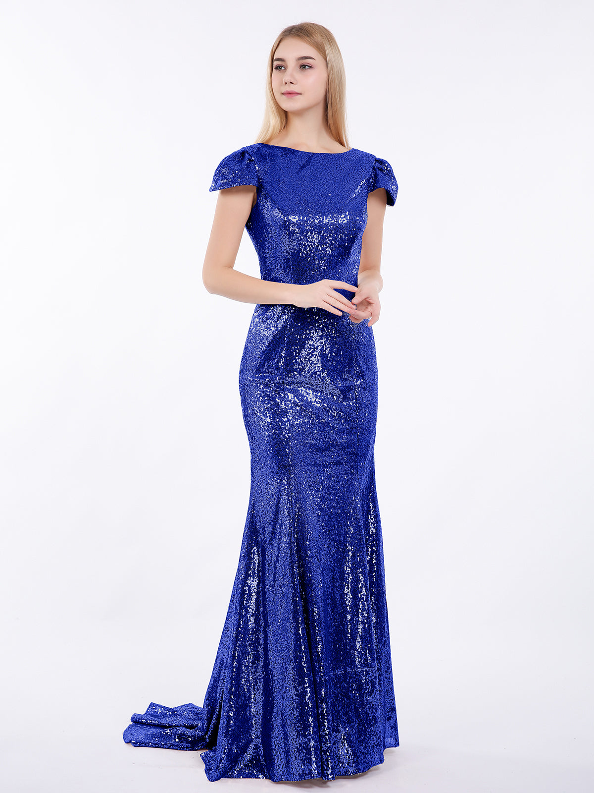 blue dress for baby girl BABARONI Sequins Mermaid Dress with Cap Sleeves Royal Blue, Royal Blue / US0
