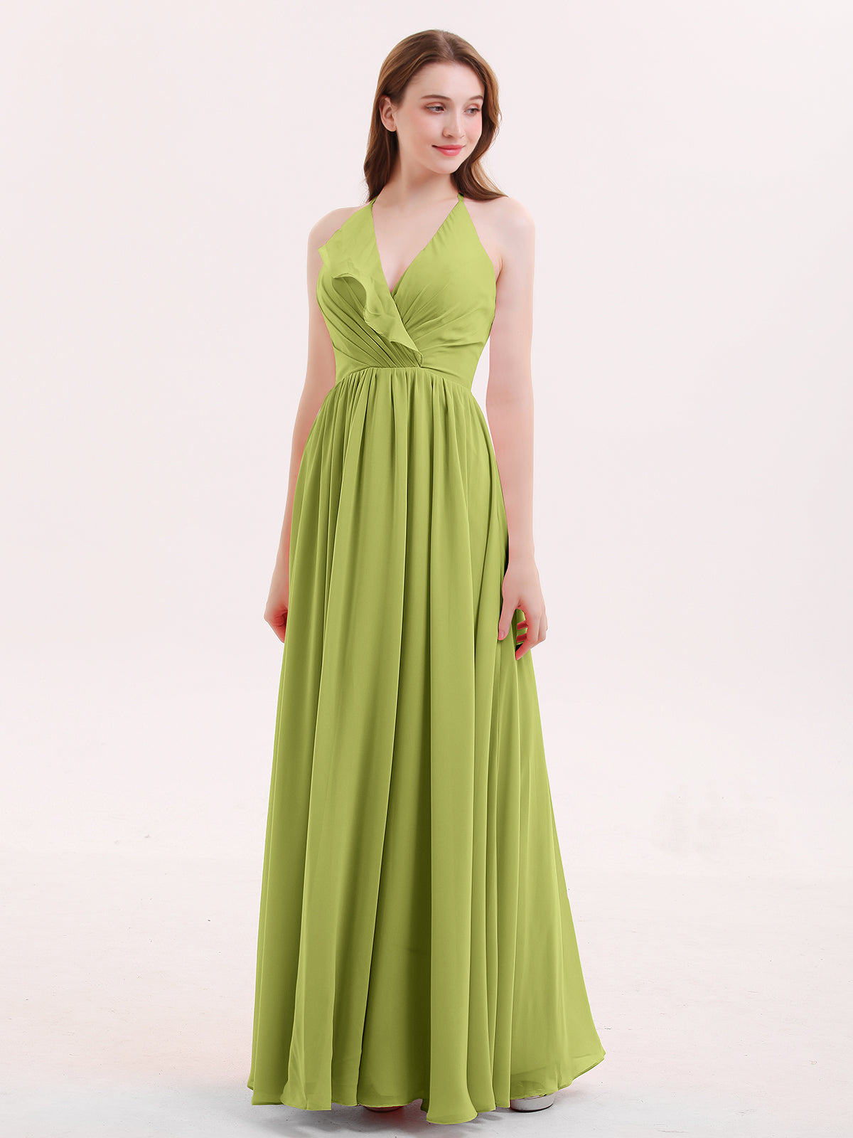 BABARONI V Neck Full Length Chiffon Bridesmaid Dress Clover, Clover / US0 BABARONI V Neck Full Length Chiffon Bridesmaid Dress Clover, Clover / US0