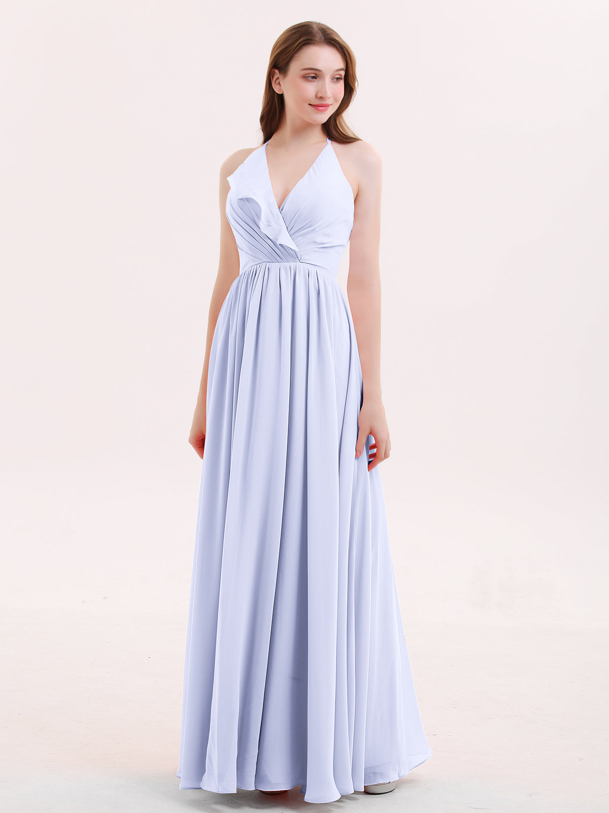 Long Chiffon Bridesmaid Dresses with Spaghetti Strap Lavender Plus Size main image 1