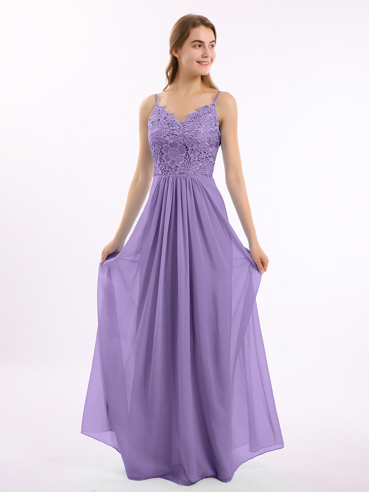 Chiffon Gown with Spaghetti Straps and Cascade Skirt Tahiti Plus Size