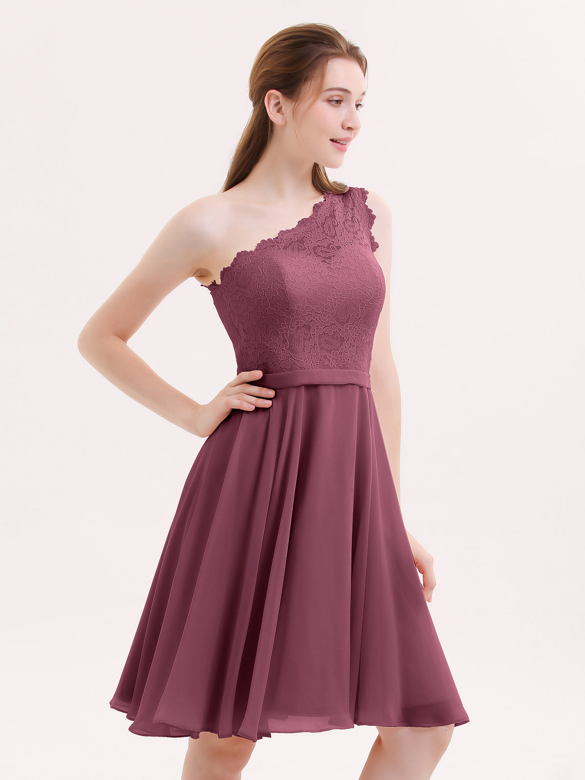 Short Halter Chiffon Bridesmaid Gown Mulberry Plus Size