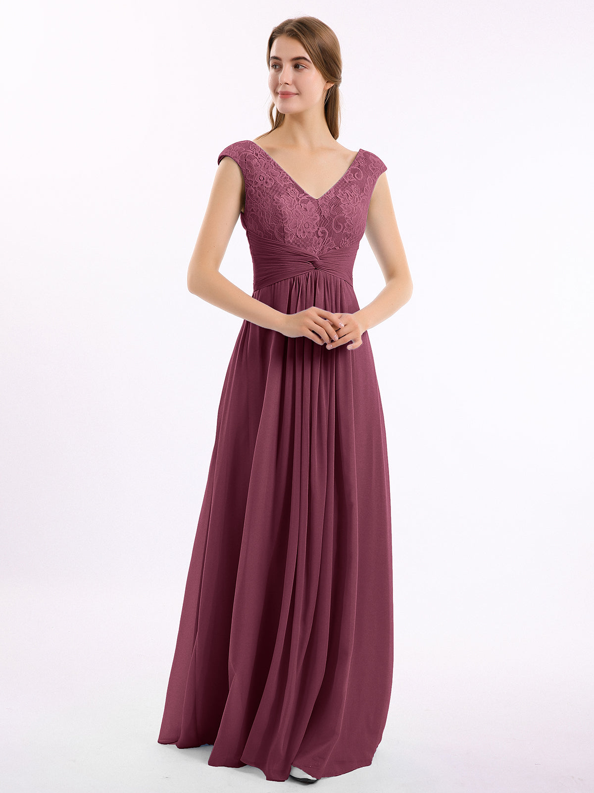 Double Straps Chiffon Dress with Sweetheart Neck Mulberry Plus Size