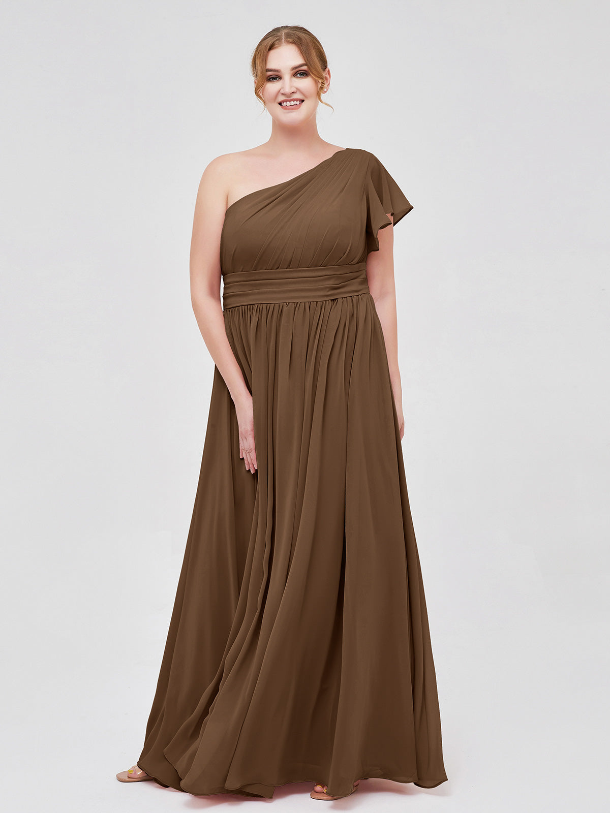 plus size brown bridesmaid dresses BABARONI Chiffon One Shoulder Floor-length Short Ruffle A-line, Brown / US0 Handmade pure silk with Choose Buckle Finish and Style:Traditional in Gunmetal with a Curve Care Instructions Cherry_Red