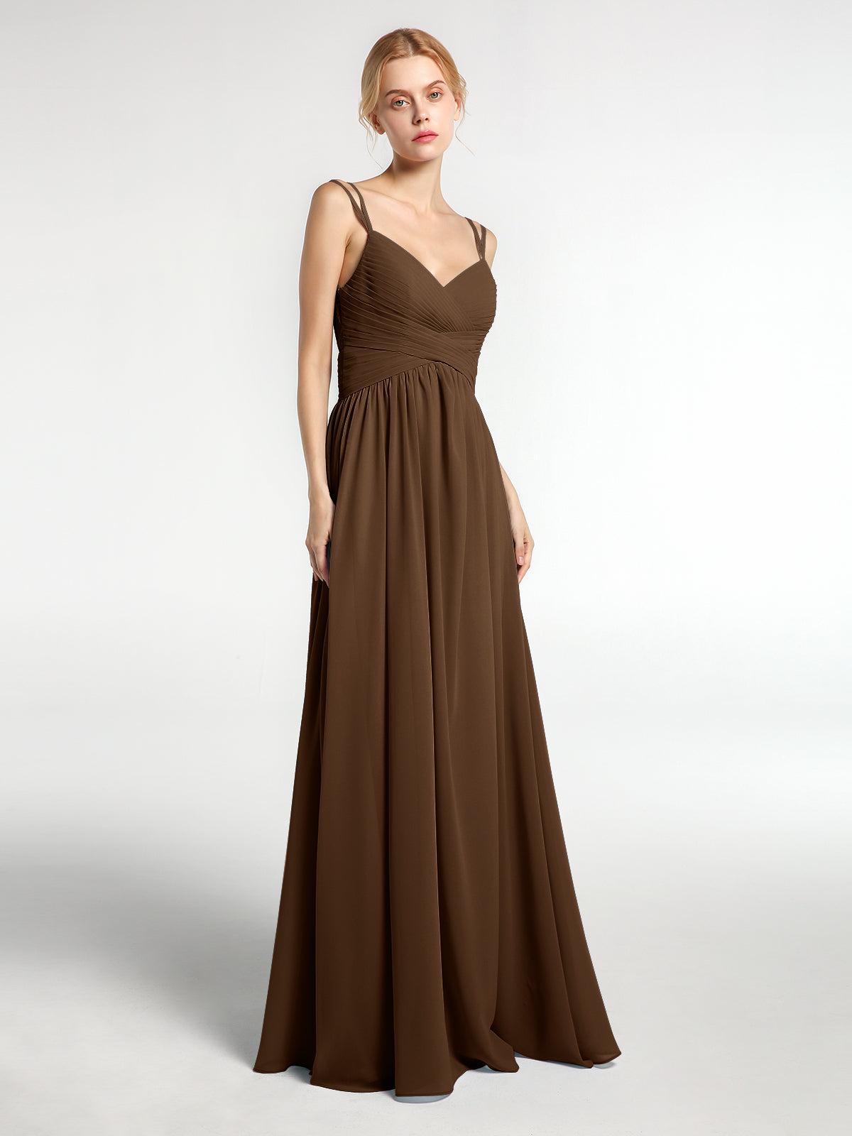 BABARONI Chiffon Brown Bridesmaid Dresses Sweetheart Floor-length