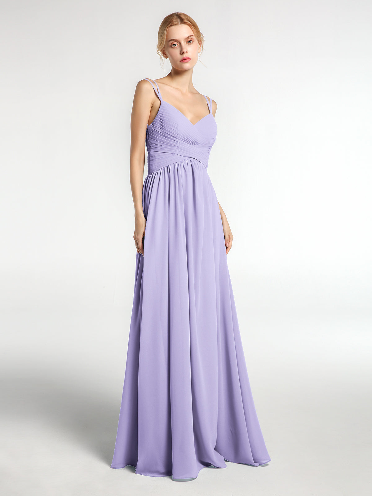 Chiffon Long Bridesmaid Dress with Double Strap Lilac Plus Size ??? BABARONI