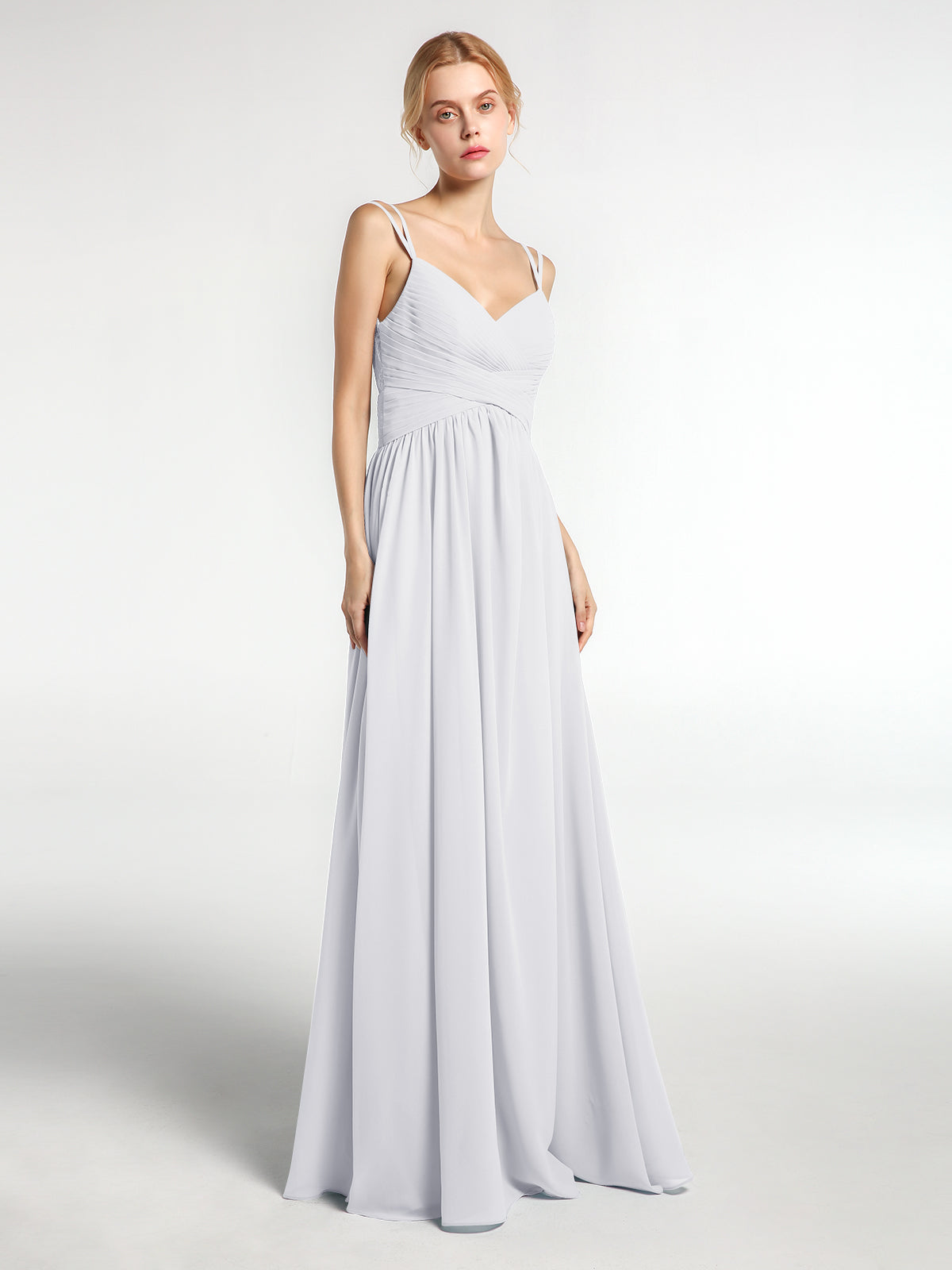 princess polly baby blue dress BABARONI Chiffon White Bridesmaid Dresses Sweetheart Floor-length Spaghetti  Straps A-line