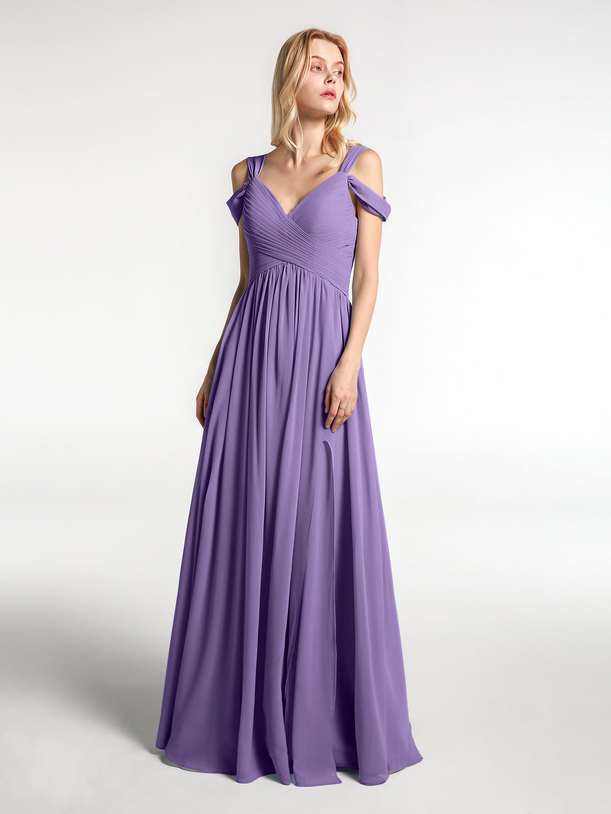 Halter Neck Max Chiffon Dresses with Slit Tahiti Plus Size