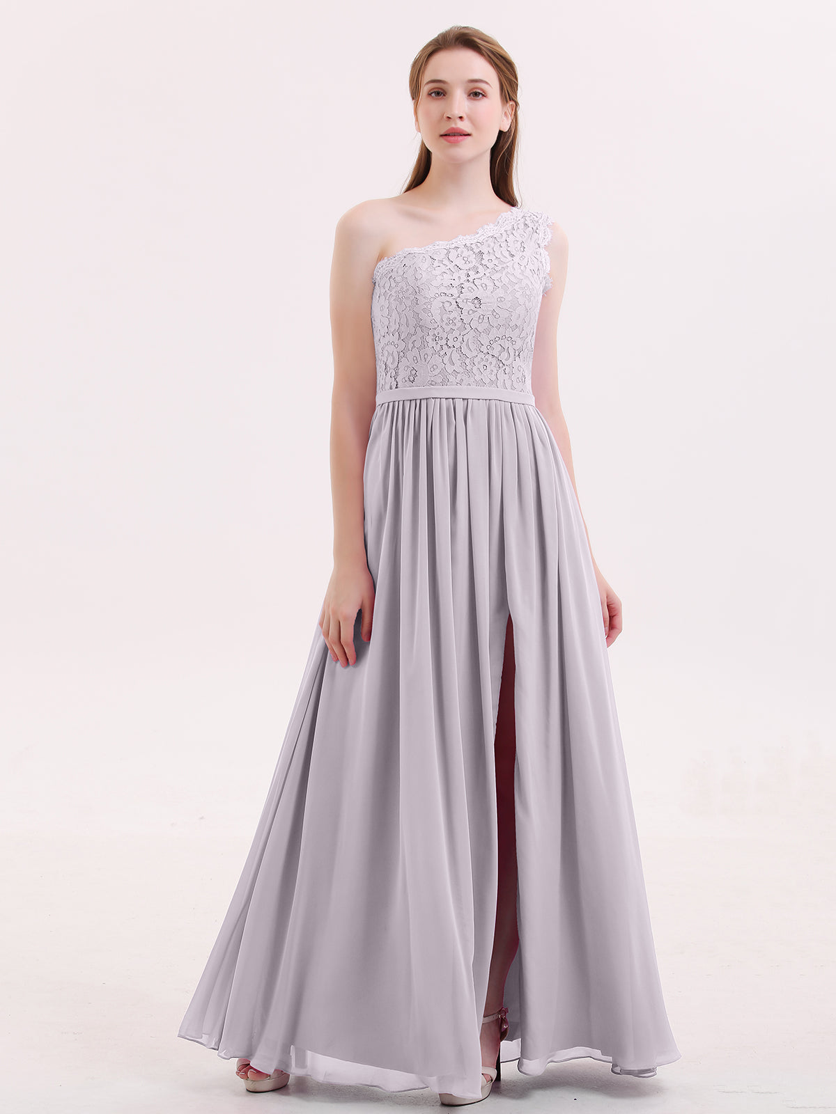 Sweethart Neckline Chiffon Dress with Slit Dusk Plus Size main image 1