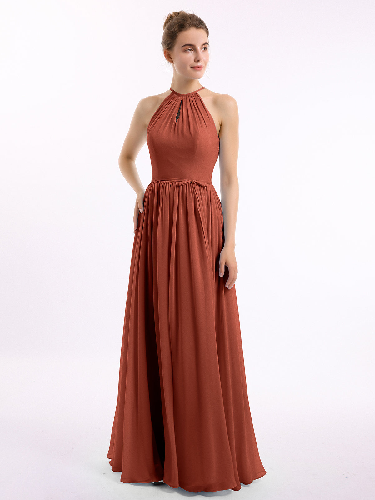 brown halter dress mini Brown Halter Square Neck Bodycon Mini Dress main image 0