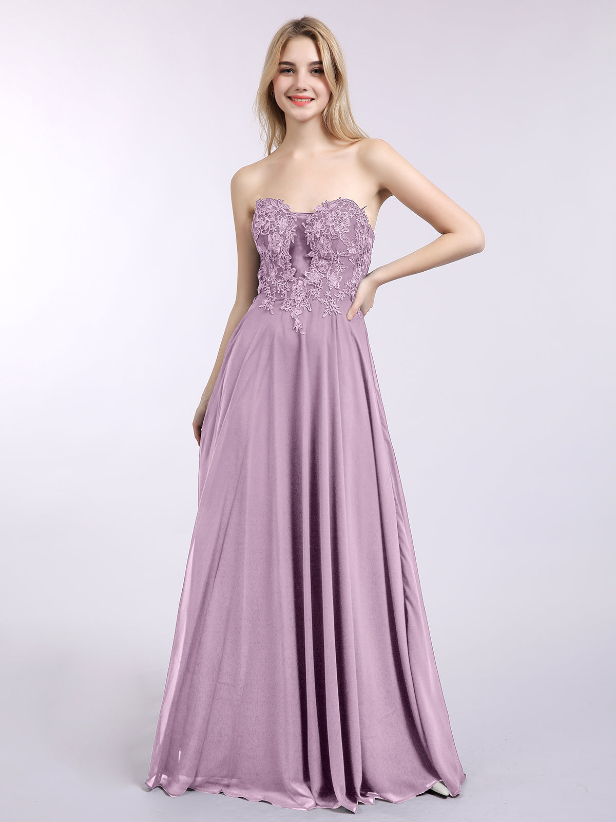 Short Chiffon Strapless Bridesmaid Gowns Wisteria Plus Size