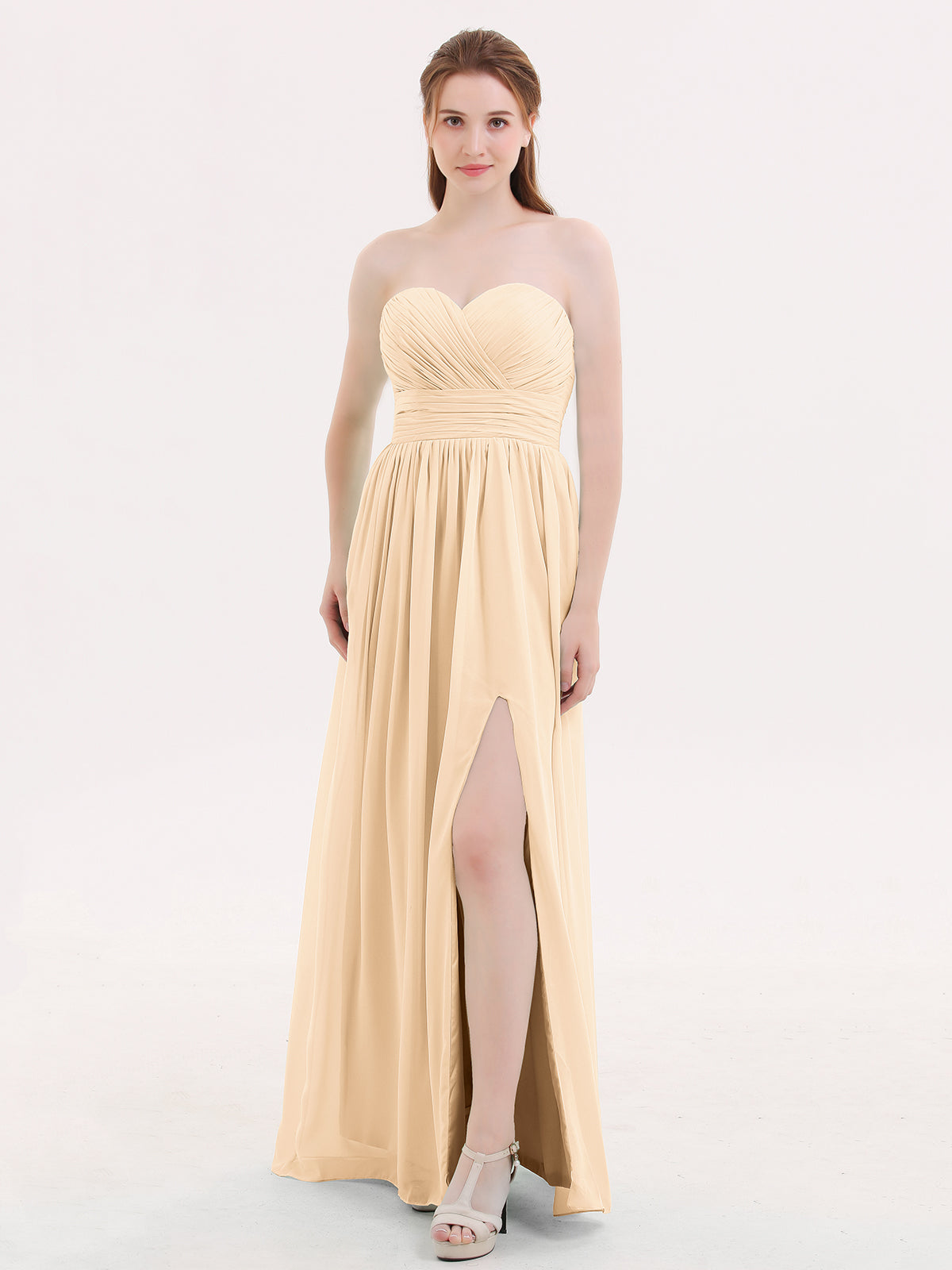 Maxi Chiffon Bridesmaid Dresses with Sweethart Peach Plus Size