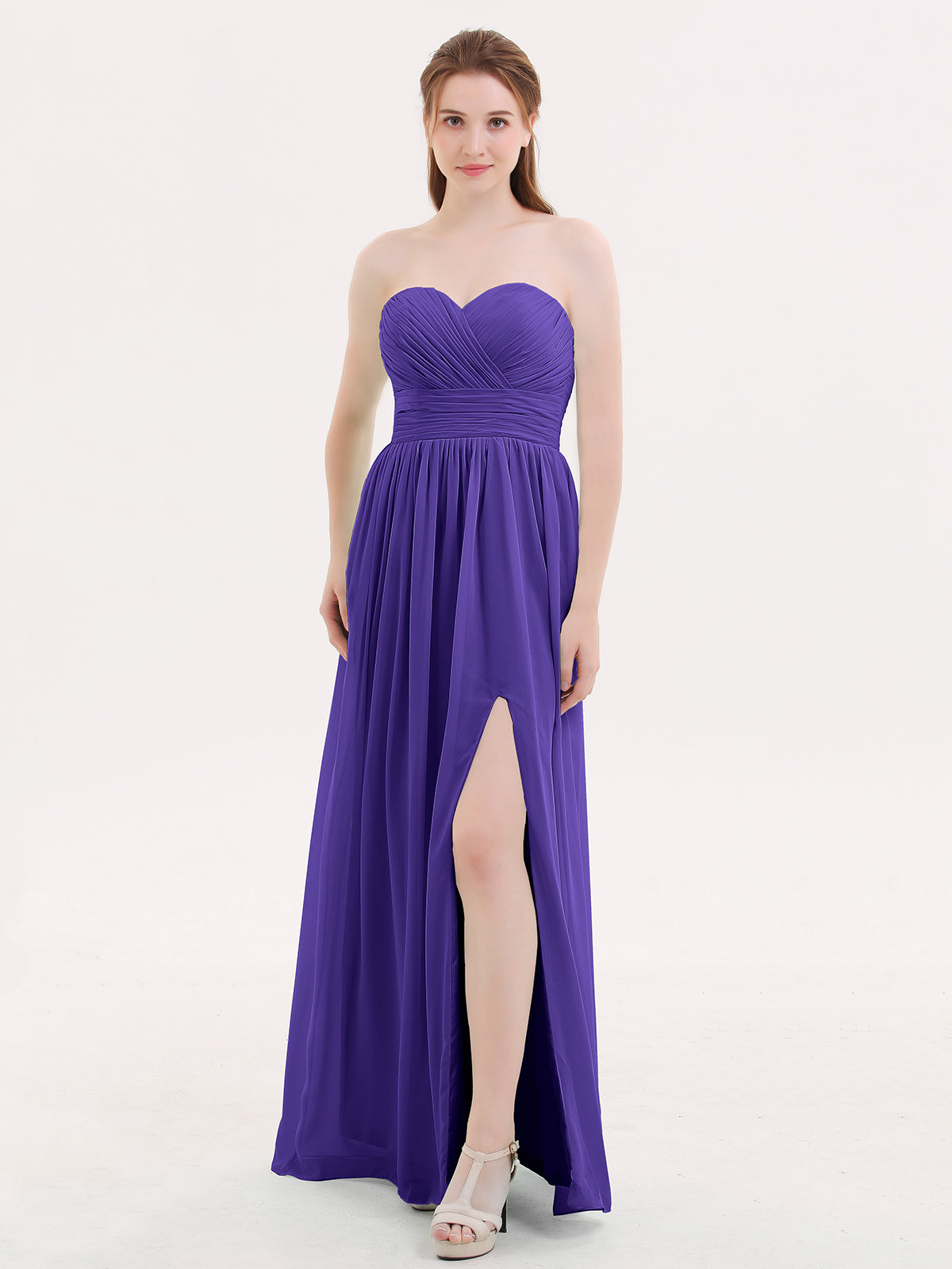 Sweethart Neck Long Chiffon DRESS WITH Slit Regency Plus Size