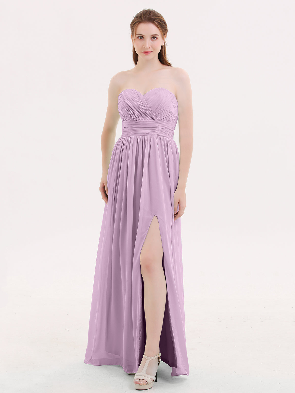 Sweethart Neckline Chiffon Dress with Slit Wisteria Plus Size