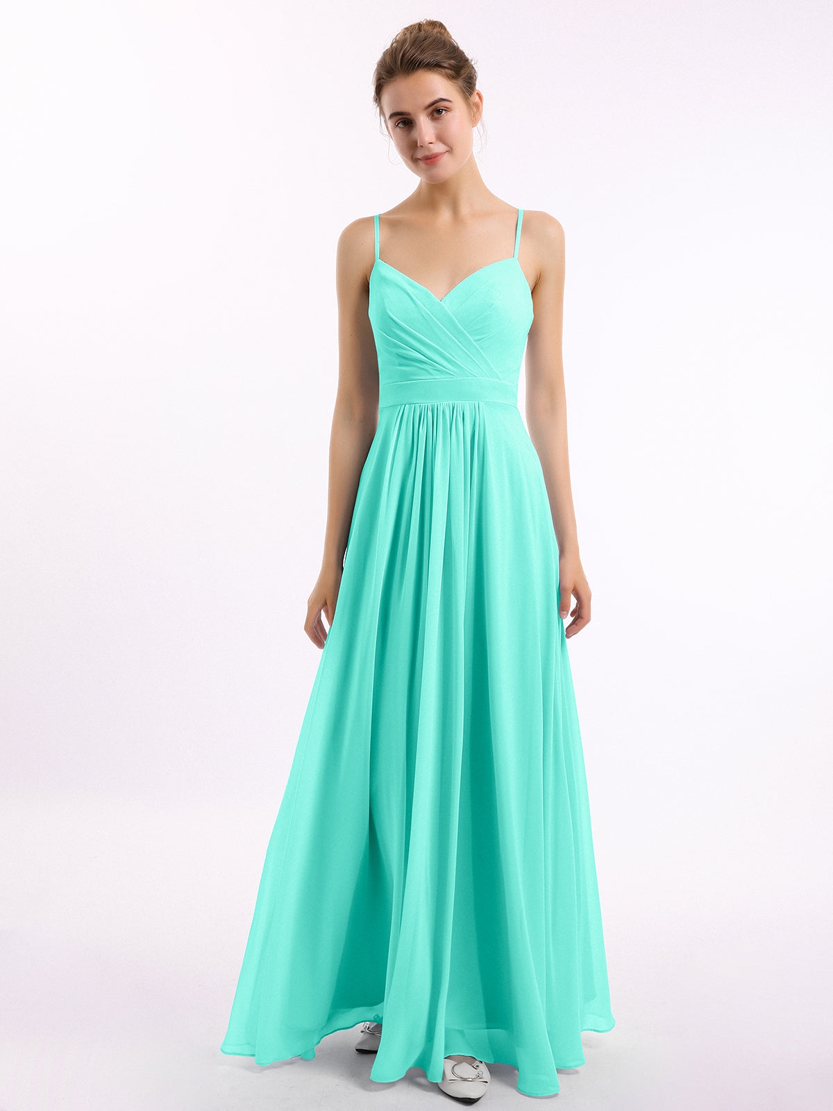 A-Line Off the Shoulder Chiffon Floor-Length Dress Spa