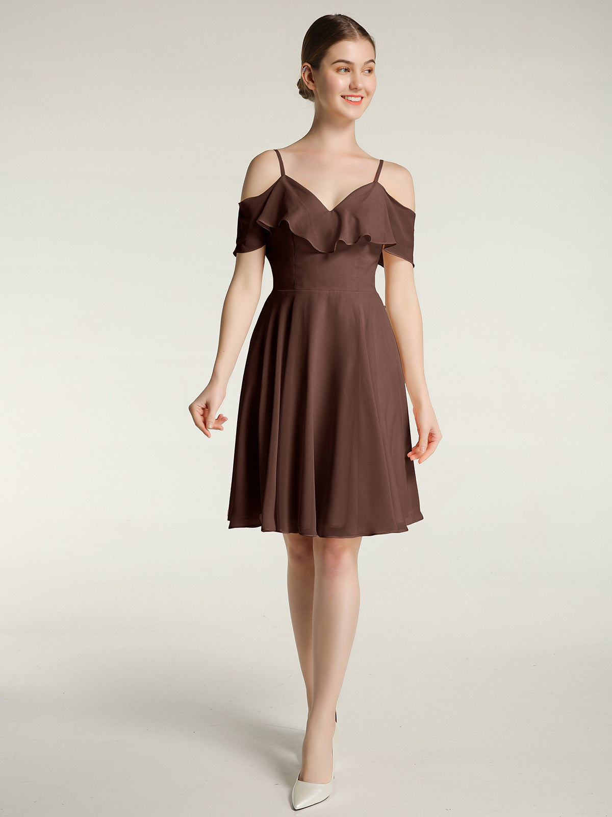 Strapless Short Chiffon Gonws with Sweetheart Chocolate Plus Size main image 0