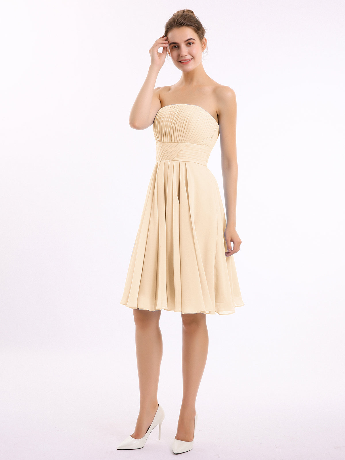 Chiffon Strapless Dresses with Sweetheart Peach Plus Size main image 1