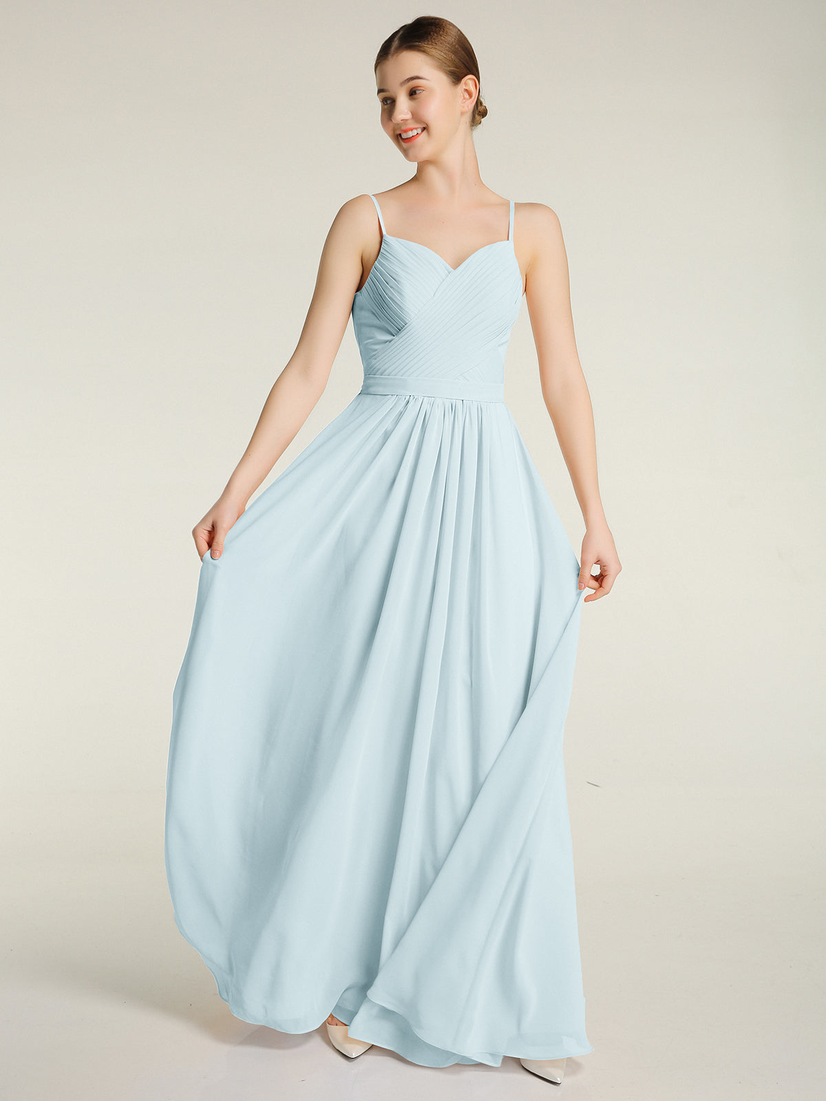 Cross Pleated Bodice Short Chiffon Dresses Lemon Plus Size