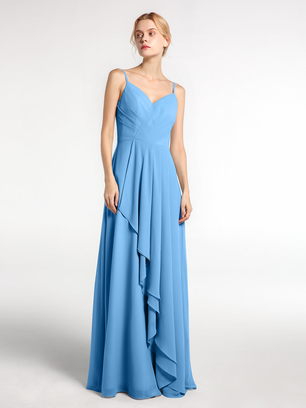 Spaghetti Strap Sweetheart Cascade Skirt Dress Regency