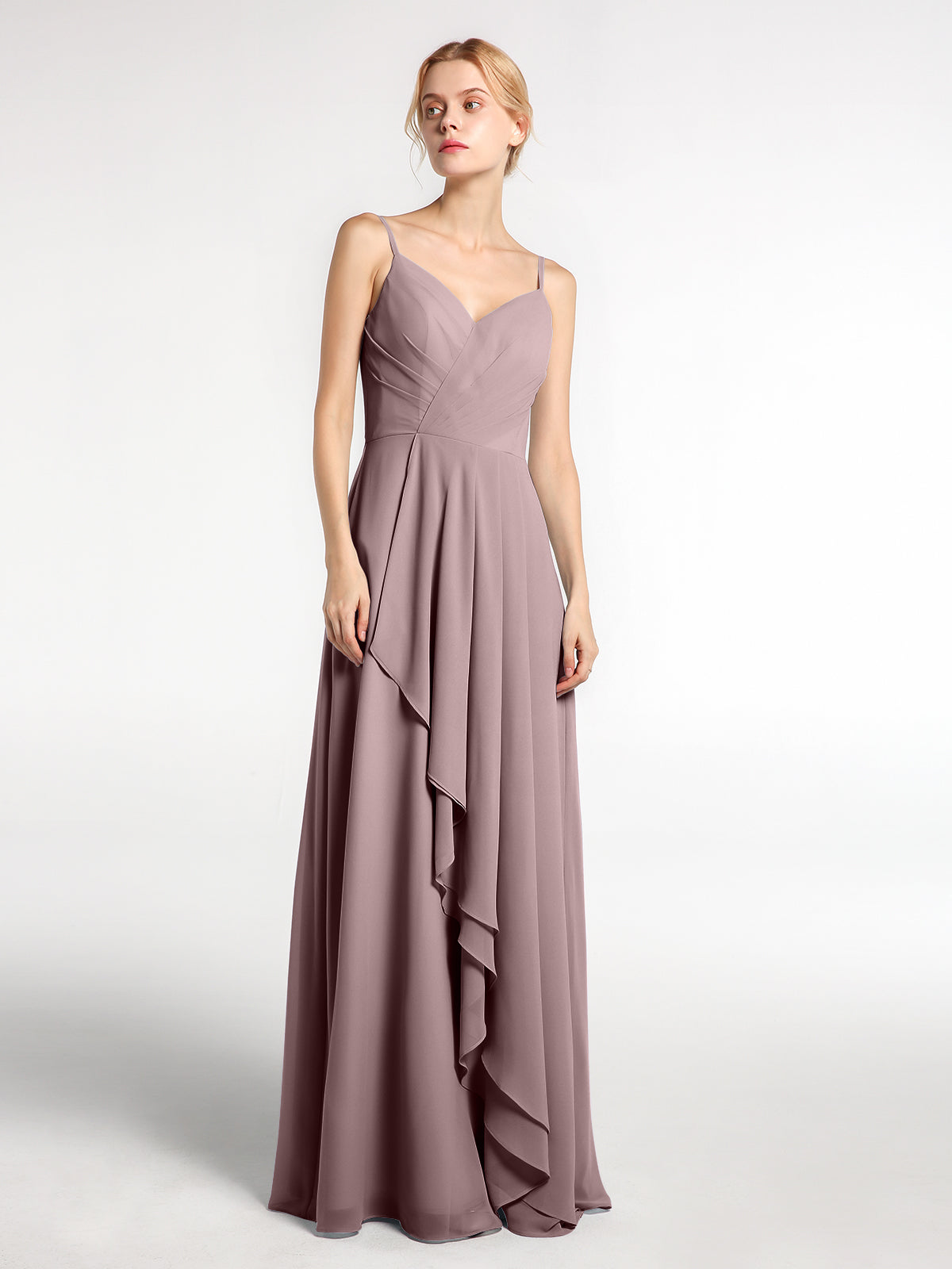 Spaghetti Strap Sweetheart Cascade Skirt Dress Royal Blue